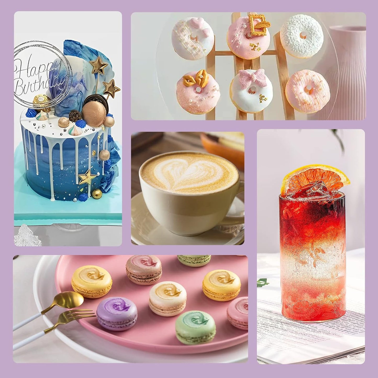 Cakestar Edible Glitter, 8 Colors Edible Luster Dust, Edible Glitters for Drinks, Food Shimmer Dust for Cookies, Cake Decorating, Strawberries, 7g/bottle