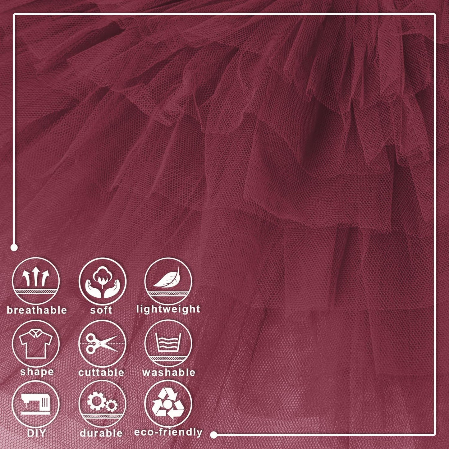 Burgundy Tulle Fabric Roll 6 Inch X 300 FT (100 Yards) Matte Tulle Ribbon Netting Mesh Spool for DIY Tutu Skirt Wedding Bow Gift Wrapping Baby Shower Christmas Party Halloween Decorations