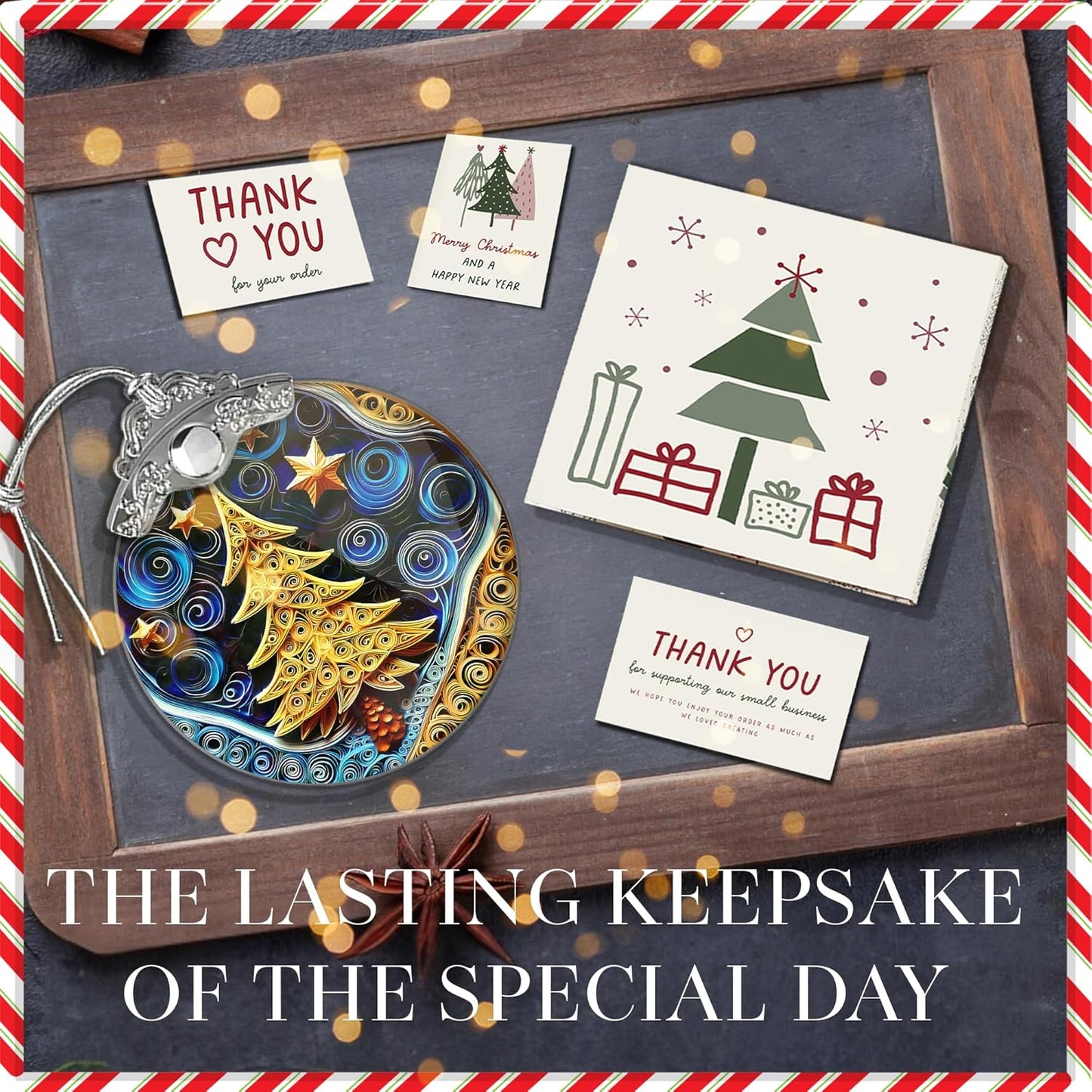 Christmas Ornament 2025, Christmas Tree Round Shape, 4 Inch Acrylic Ornament Art, Holiday Decoration, Car Interior Decor, Holiday Ornaments (Quilling Christmass Tree)