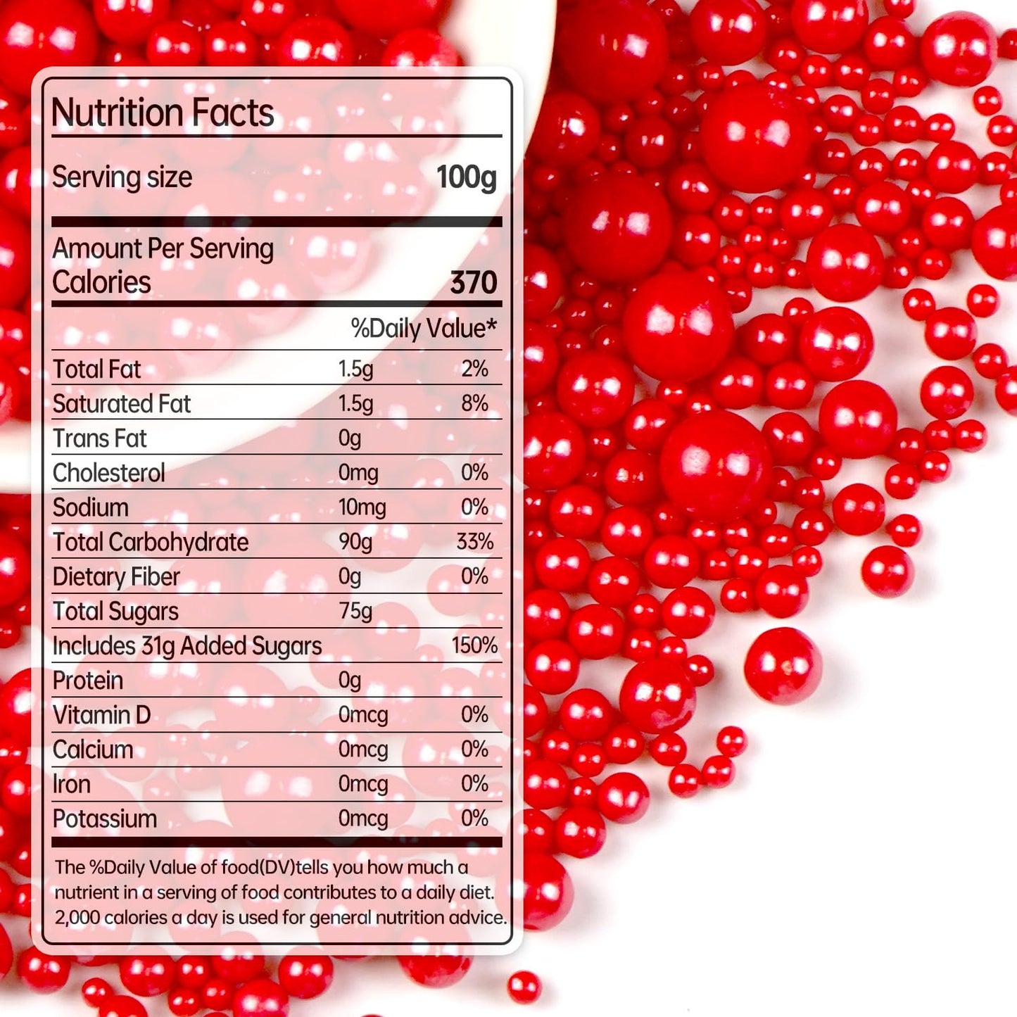 Red Pearl Sugar Sprinkles for Cake Decorating, Mix Size, Edible Candy Pearls Cupcake Toppers, Baking Edible Cake Decorations for Kid's Birthday Christmas Wedding Party, 150g/5.29oz