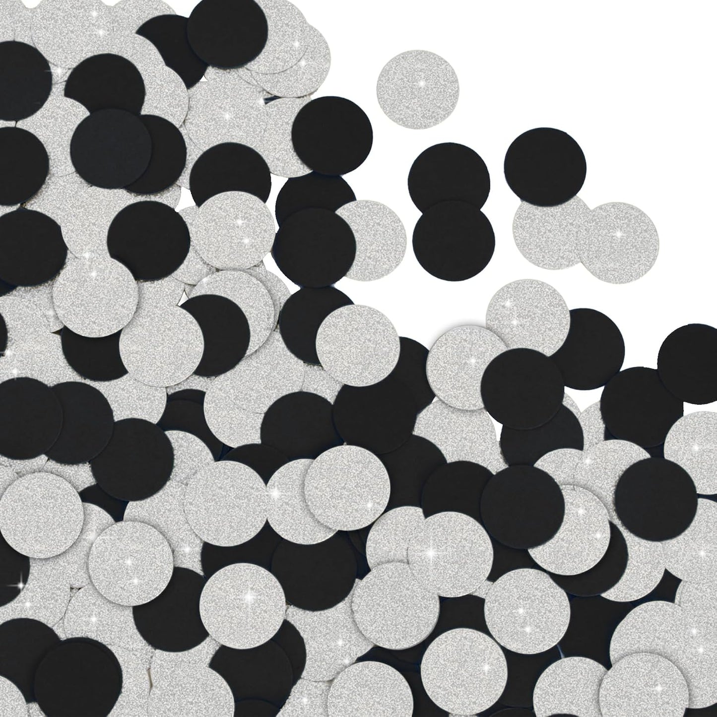 300Pcs Glitter Silver And Black Table confetti,Paper Circle Dots Confetti for Birthday Party Halloween Bachelorette Wedding Baby Shower Graduation Decorations
