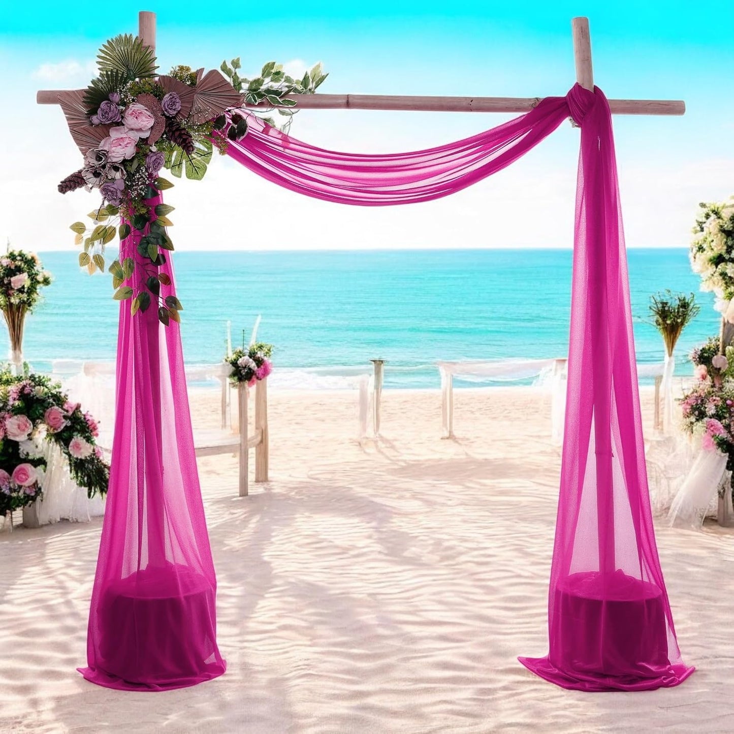 MDS Halloween Chiffon Draping Fabric - 1 Panel, 30" Wide x 100ft Long - Sheer Spooky Arbor & Canopy Drapery for Haunted House Backdrops, Party Ceilings, DIY Costumes & Themed Events - Magenta