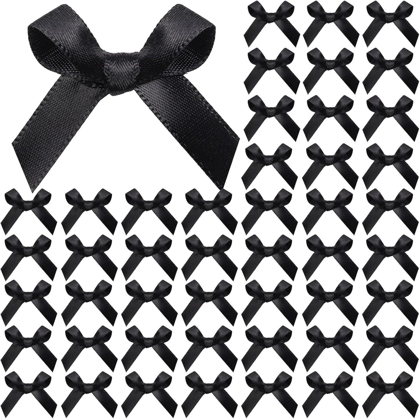 YGDZ 50 PCS Mini Black Bows, Small Stain Ribbon Black Bow for Cake, Tiny Bows for Crafts, Bow Decorations for Party Favors, Balloons
