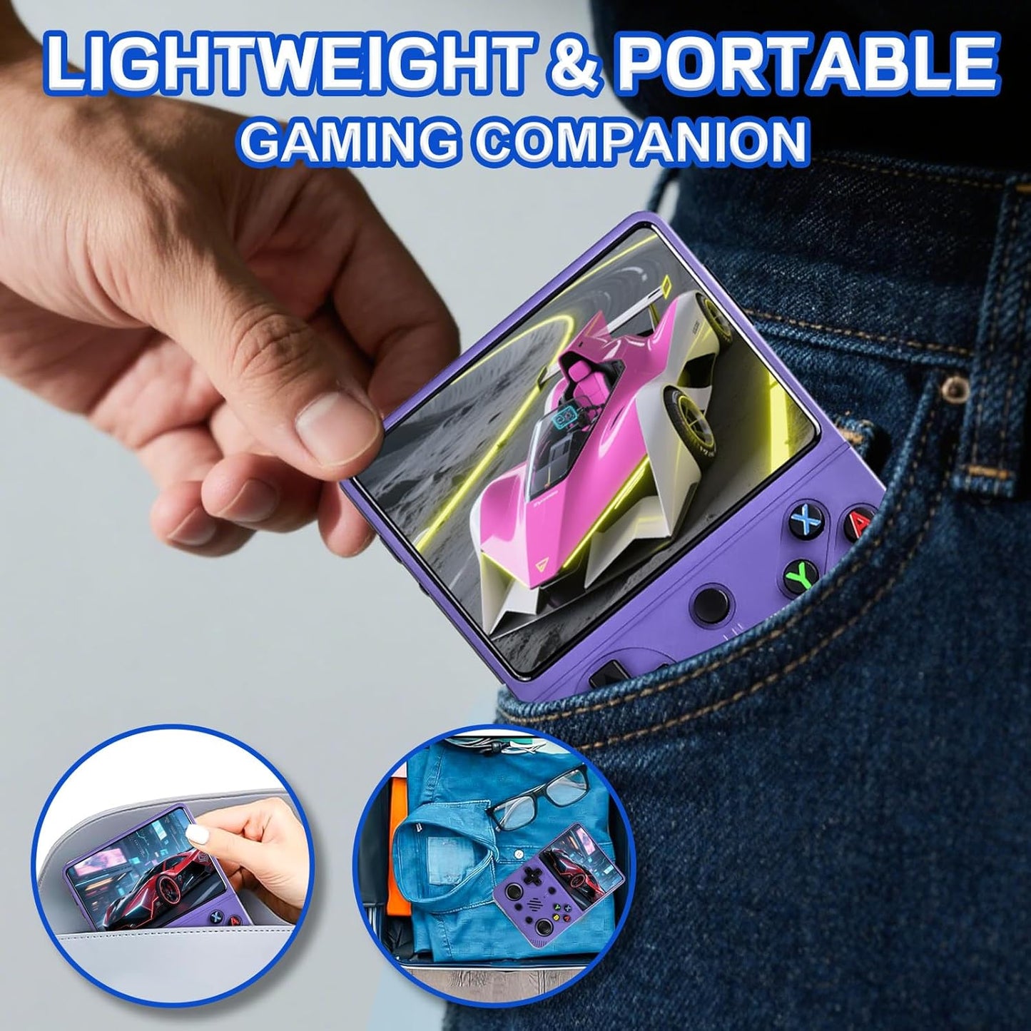 RG36PRO Retro Handheld Game Console - Open Source System,3.5"IPS Screen,30,000+ Classic Games,64G TF card, 3000mAh Battery,Portable Gaming Player for Travel,Gift for Teen or Partner -Purple