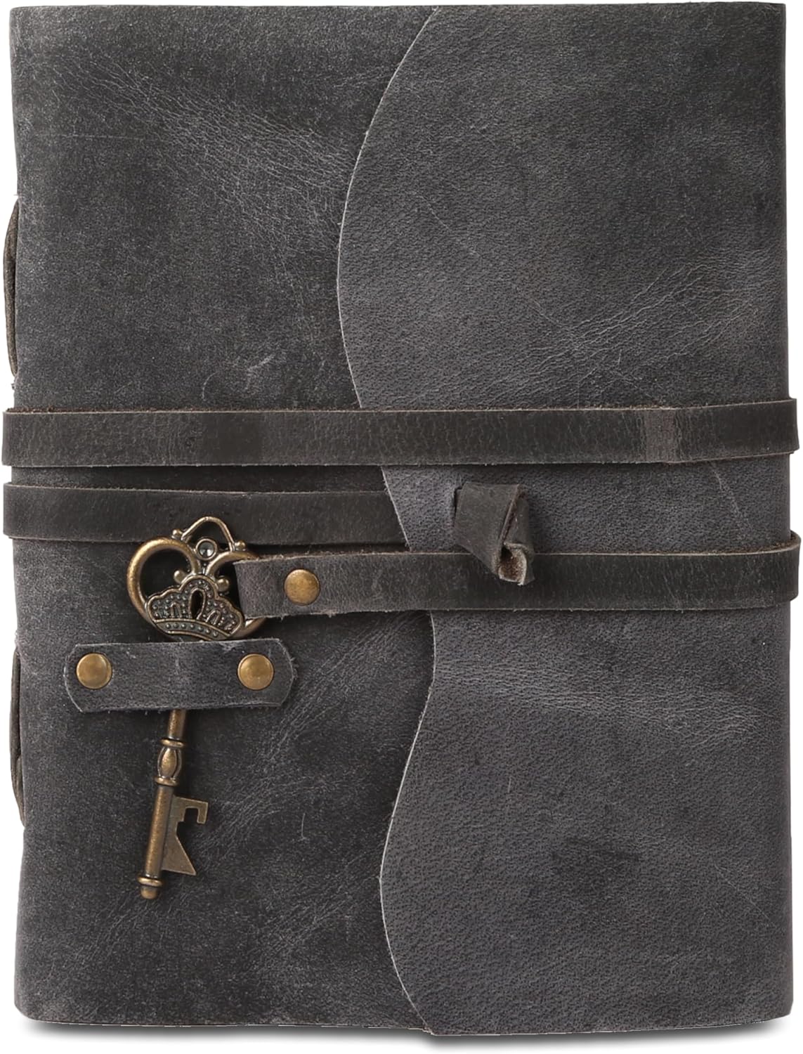 Leather Journal with Lined and Unlined Deckle Edge Paper 8x6 inch and Vintage Key | Handmade Writing Notebook Diary | Bound Daily Notepad for Men & Women Medium, Sketch/Writing pad for Artists