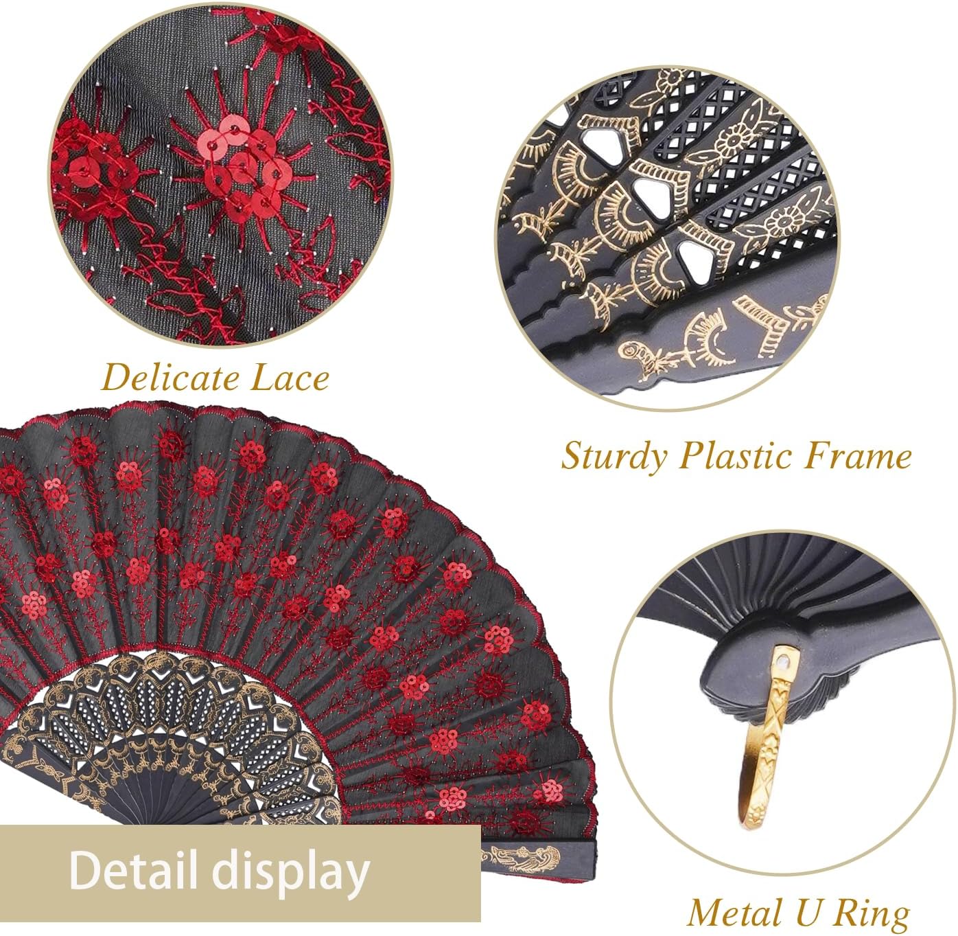 QIRMIZI 30 Pack Fabric Folding Handheld Fans, Perfect for Weddings, Parties, and Dancing,Red