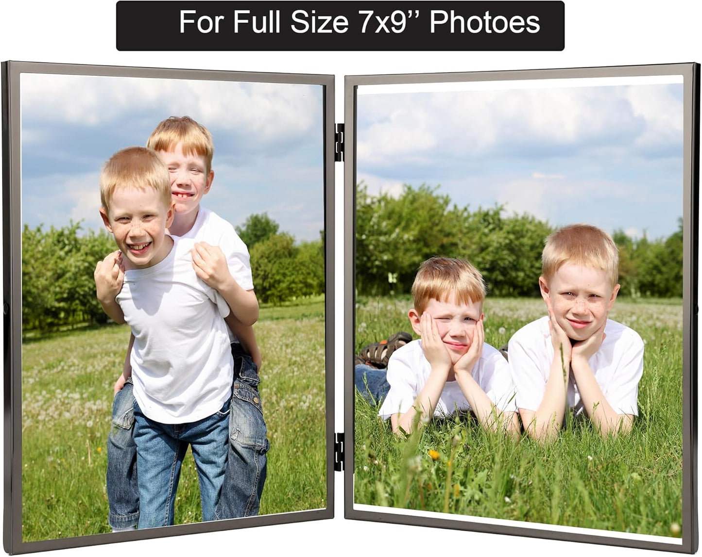 7x9'' Double Floating Frame Black For Photo Sizes 3.5x5'',4x 6'', 5x7'',6x8''For Tabletop/Shelf Photo Frame,Gift for Wedding,Thanksgiving,Christmas,Birthady,Home or Office Decor.