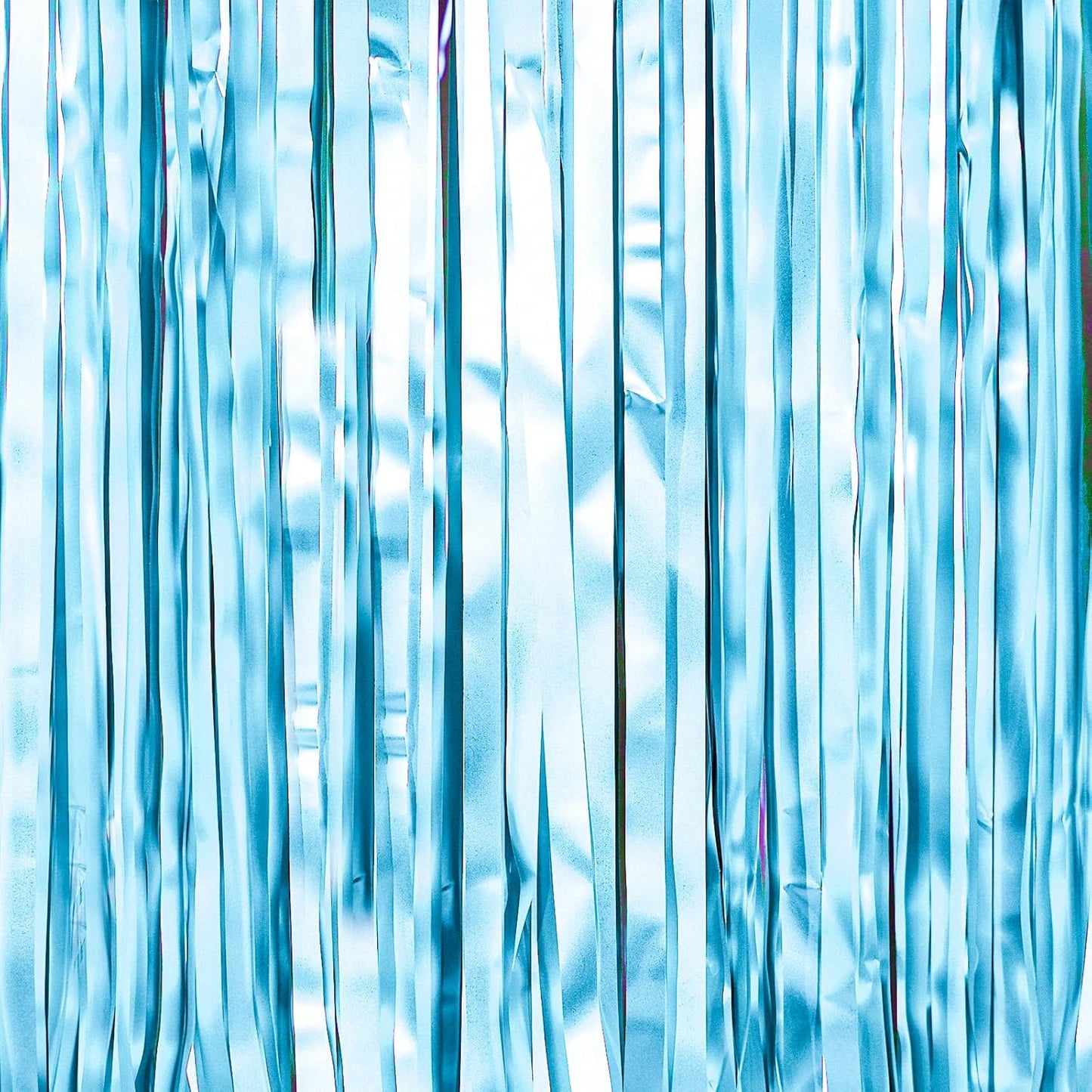 PartyWoo Light Blue Streamers Backdrop 3pcs Baby Blue Foil Fringe Streamer Curtain 8.2FT Tinsel Backdrop for Birthday Gender Reveal Baby Shower Graduation Pool Mermaid Under The Sea Party Decorations