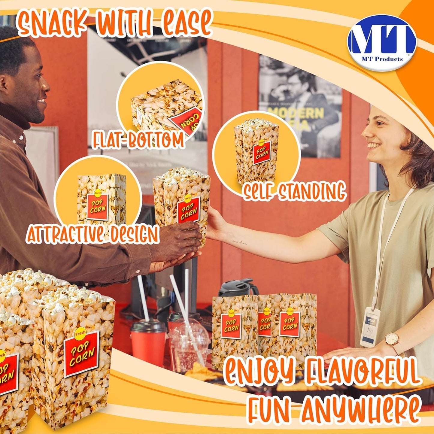 MT Products Popcorn Bags 4 oz. - Large Individual Popcorn Holder - Pack of 1600