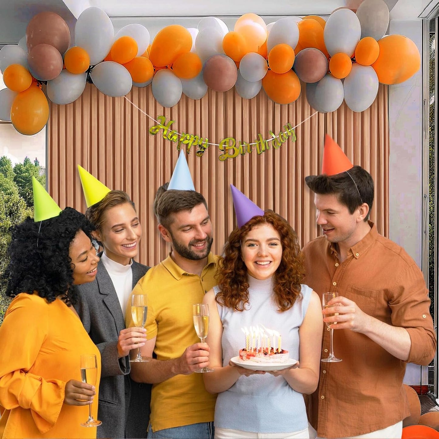 10 x 7 Feet Khaki Backdrop Curtain for Partie, Background Curtains for Photoshoot, Birthday, Wedding, Halloween, Thanksgiving, Christmas Day, New Year Party Decorations 5Ft x 7Ft, 2 Panels