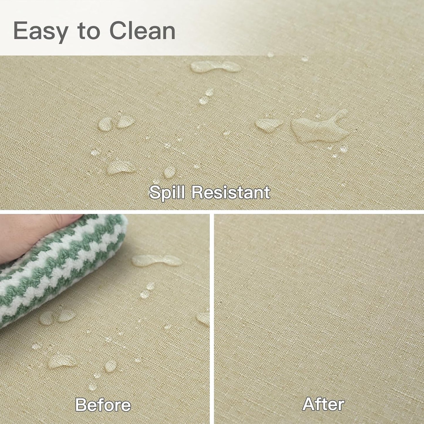 maxmill Rectangular Tablecloth Linen Texture Stain Proof Waterproof Wrinkle Free Spillproof Washable Slubby Texture Table Cloth Farmhouse Tablecloths for Dining Party Holiday, 60 x 140 Inch, Beige