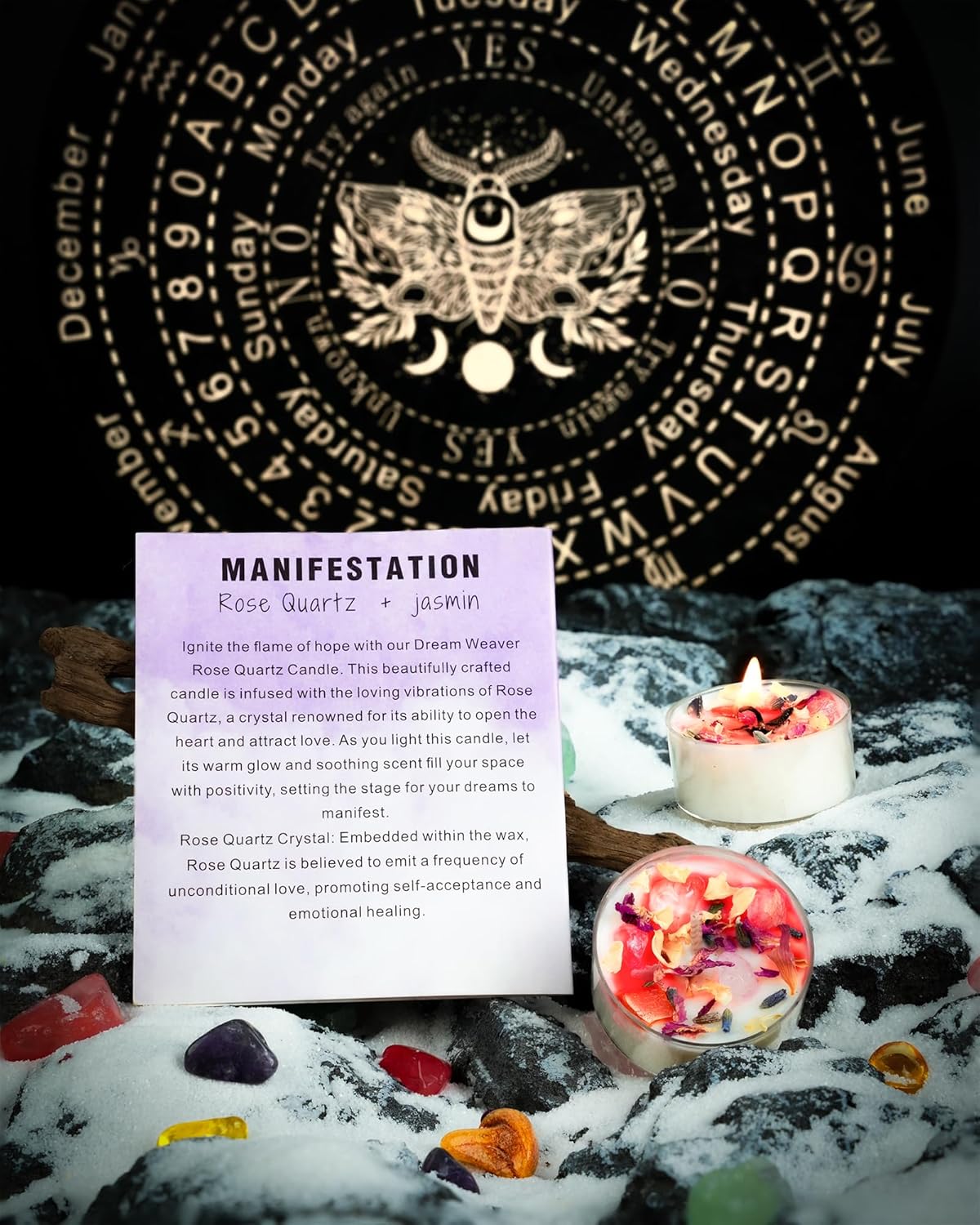 Tealight Candles with Crystals and Herbs, Handmade Energy, Healing Crystal, Aromatherapy Candles. (Pink)