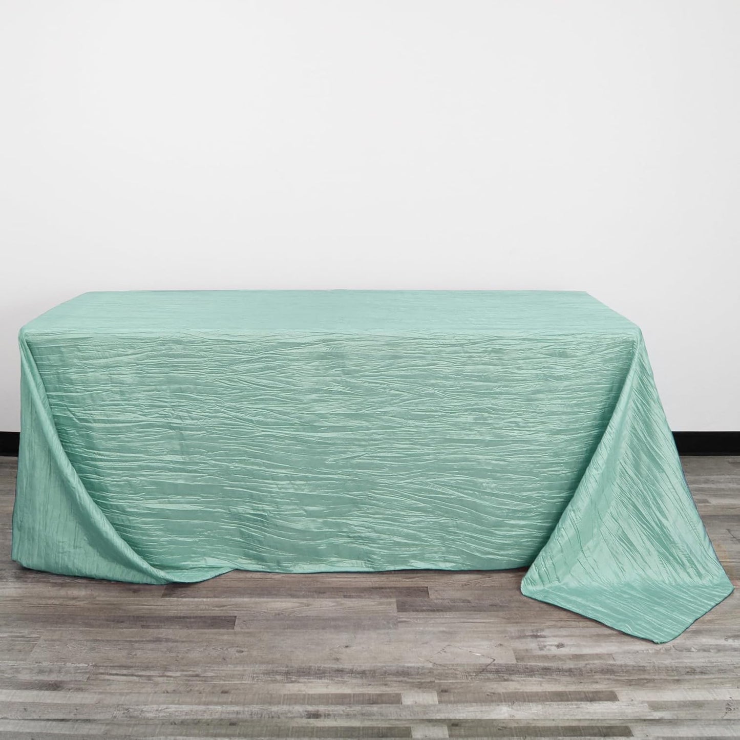 YOUR CHAIR COVERS - 90 x 156 inch Rectangular Crinkle Taffeta Tablecloth - Robin Egg, Rectangle Table Linens for 8 ft Rectangular Tables, Wedding Crushed Table Cloth