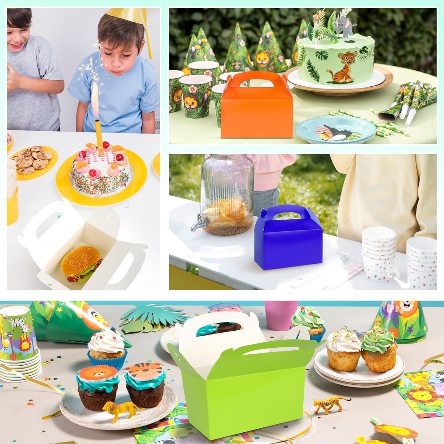 Rcybeo 18 PCS Gable Treat Boxes for Party, 9 Colors Candy Boxes for Kids Birthday, Snack Goodie Treat Bags for Wedding Favors, Baby Shower, 6.3 x 3.5 x 3.5 In