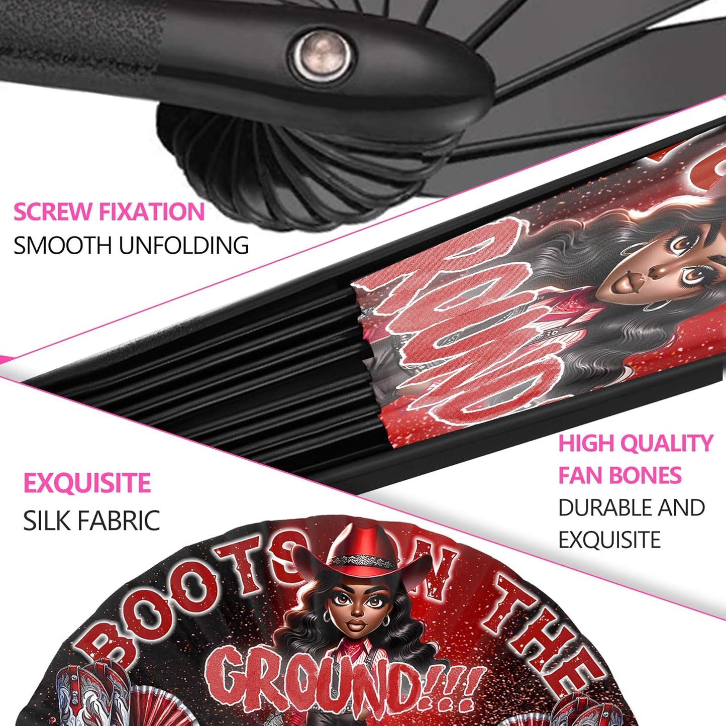 Boots On The Ground Hand Fan,Where Them Fans At Folding Fans,Clapping Clacking Fans For Line Dancing Unique Oriainal Pattern for Party Props Perfect Gifts for Line Dance Lover (Style 6)