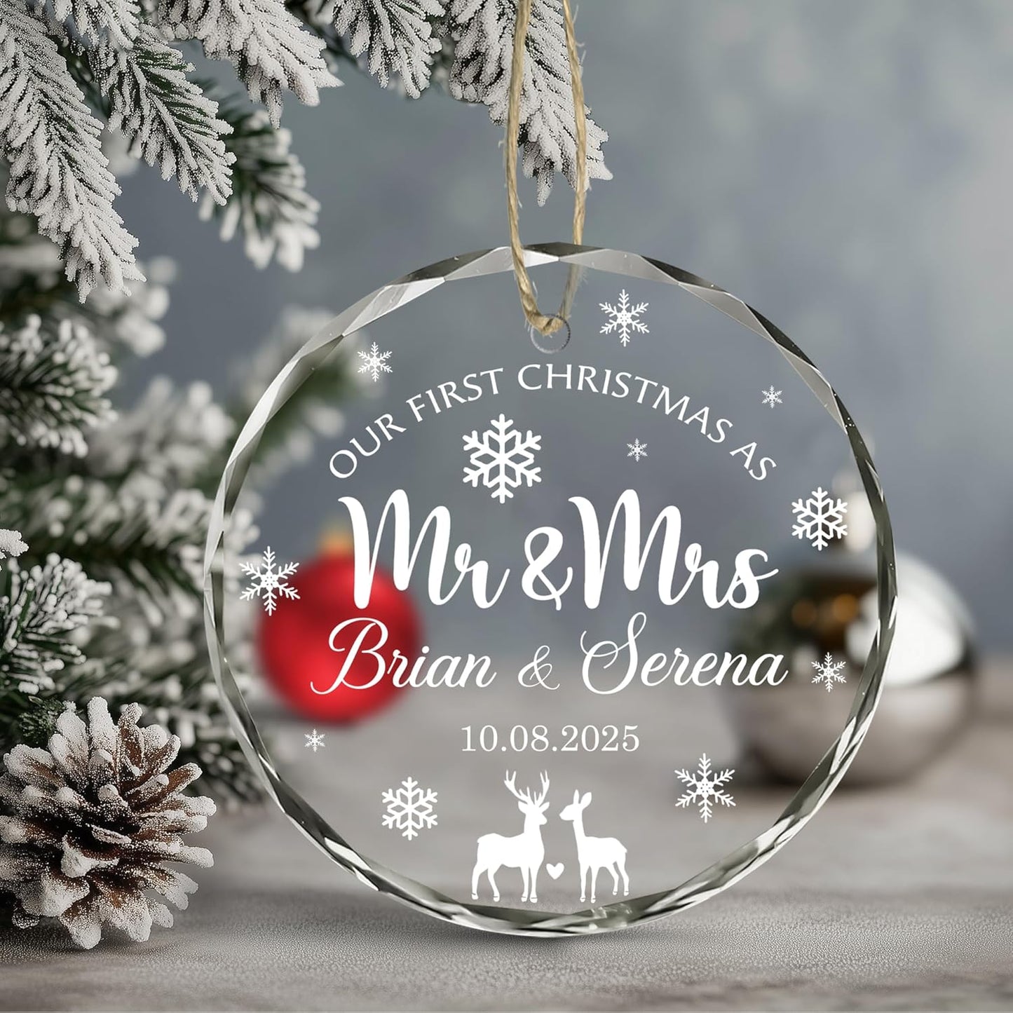 Personalized Our First Christmas As Mr Mrs Christmas Ornament - Ornaments Wedding Gifts For Couples Married - Wedding Gifts For Newlywed Couple, Bride And Groom, Bridal Shower Gift