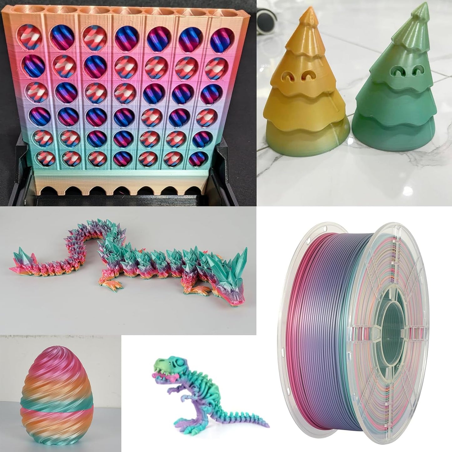 Kingroon Rainbow Silk PLA 4KG PLA Filament Bundle 1.75MM 3D Printing Filament Color Changing Filament Dimensional Accuracy ±0.02mm,Fit Most 3D Printer