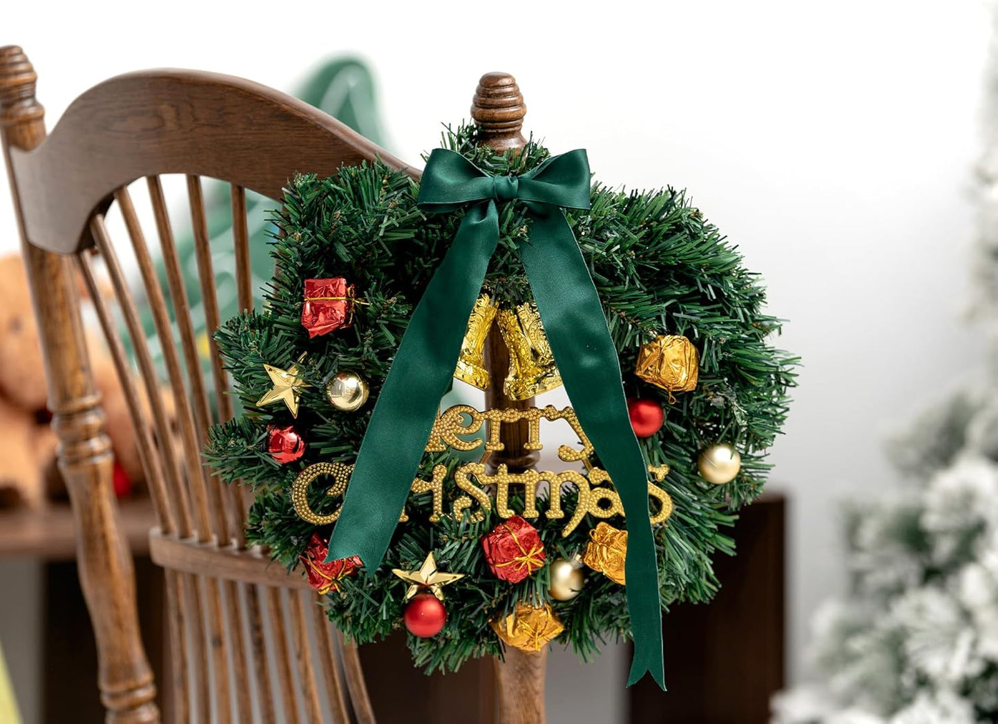 Green Satin Ribbon Double-Faced Wired Ribbons for Gift Wrapping Flower Bouquet Bows Wedding Invitation Christmas Decor Crafts 1-1/2 Inch 10 Yards