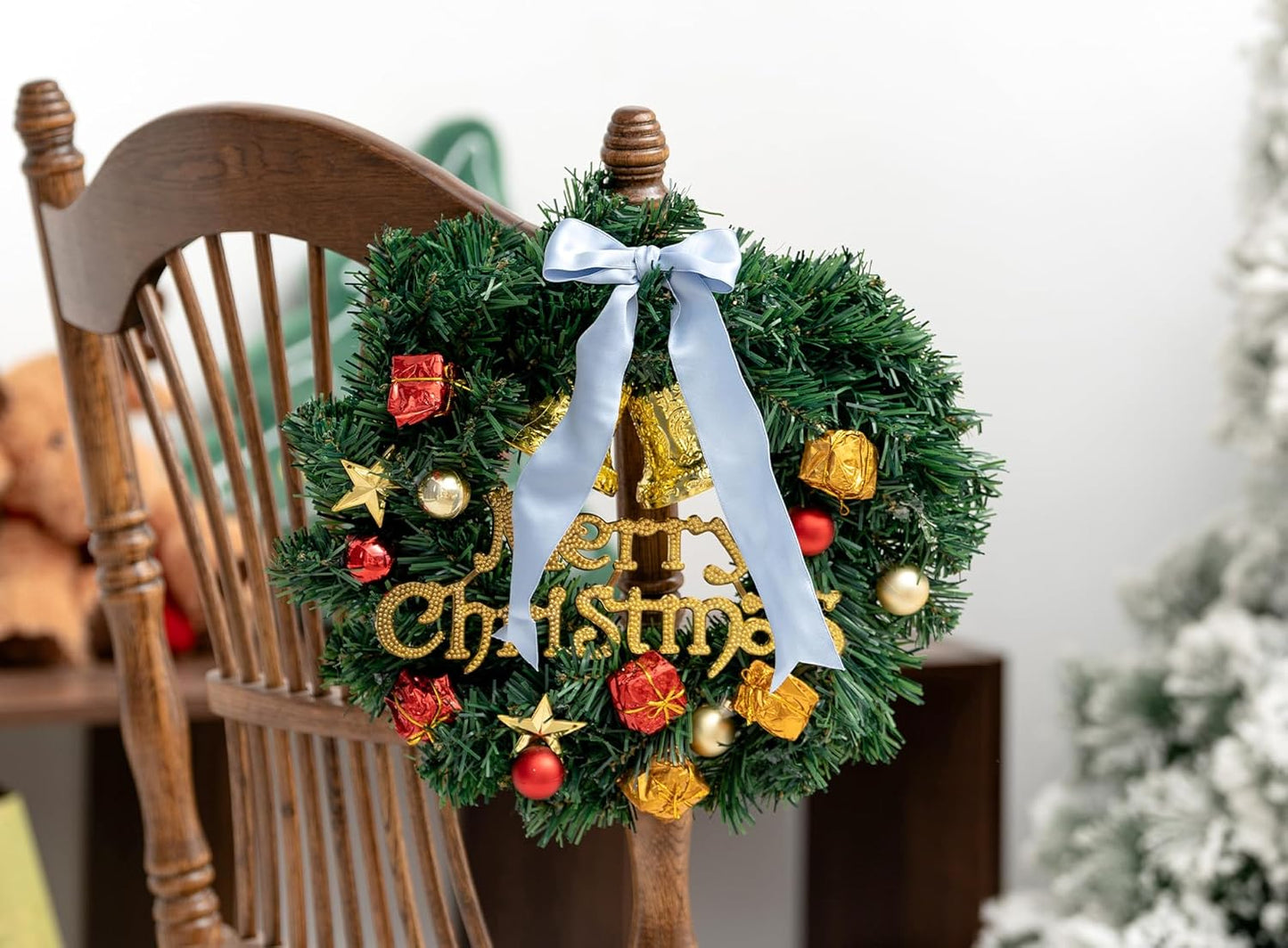 Blue Satin Ribbon Double-Faced Wired Ribbons for Gift Wrapping Flower Bouquet Bows Wedding Invitation Christmas Decor Crafts 1-1/2 Inch 10 Yards