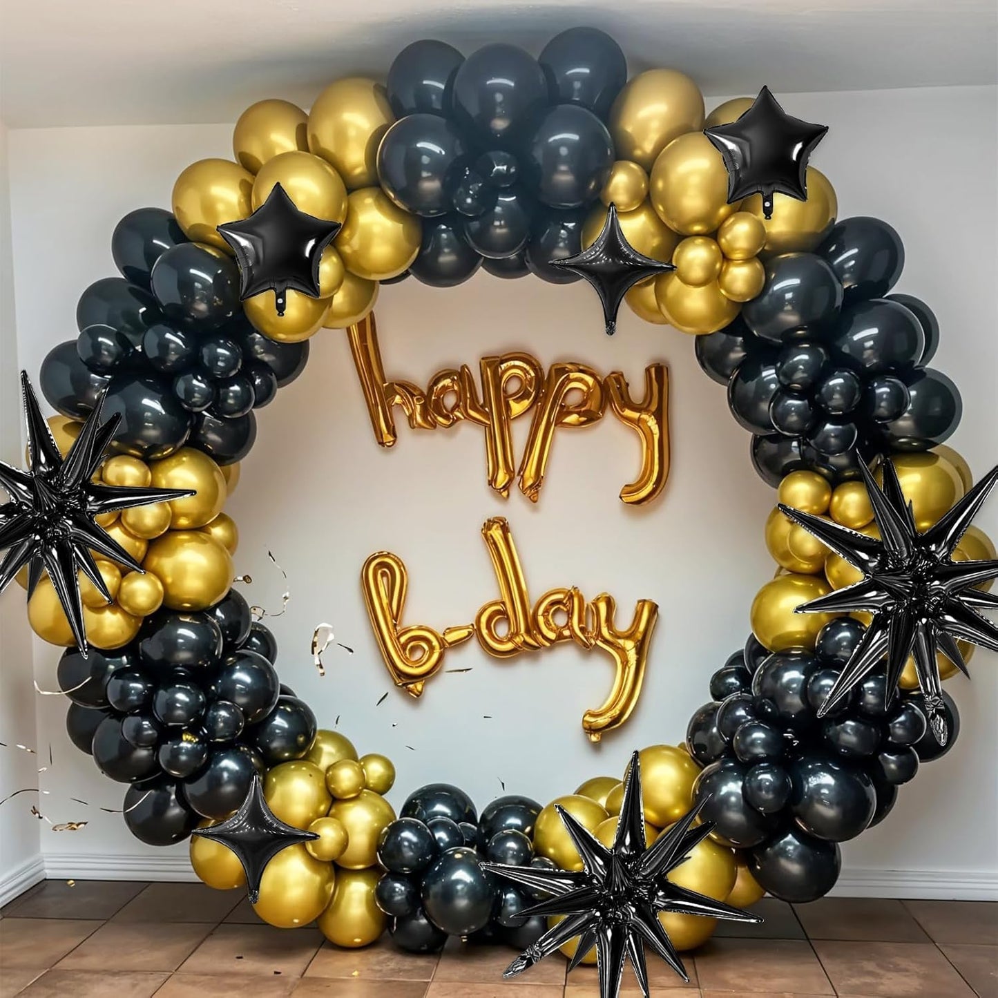 Black Star Balloon,16Pcs Star Foil Balloons Set with 22Inch Explosion Spike Cone Balloons and 10Inch Quadrangle Helium Balloon for Birthday Wedding Baby Shower and Halloween Party Decorations