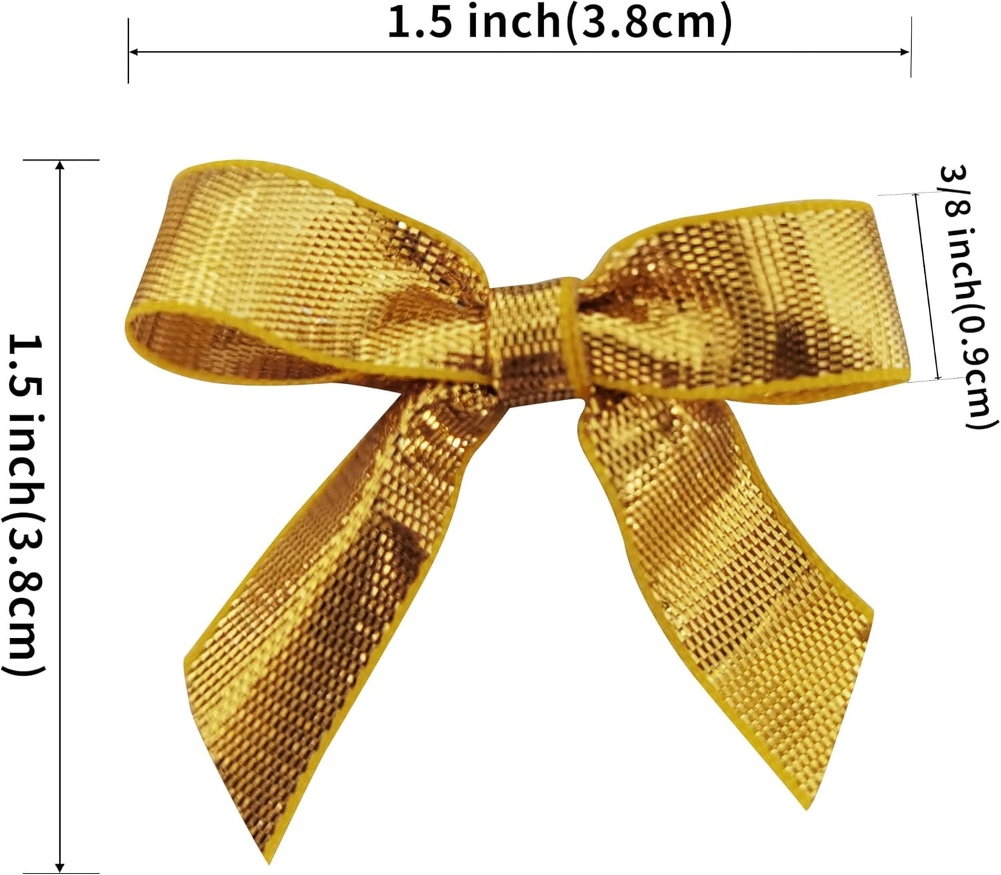 50pcs 1-1/2" Gold Satin Ribbon Bows Without Twist Ties for Gift Wrapping Packing Christmas Decoration (Gold)