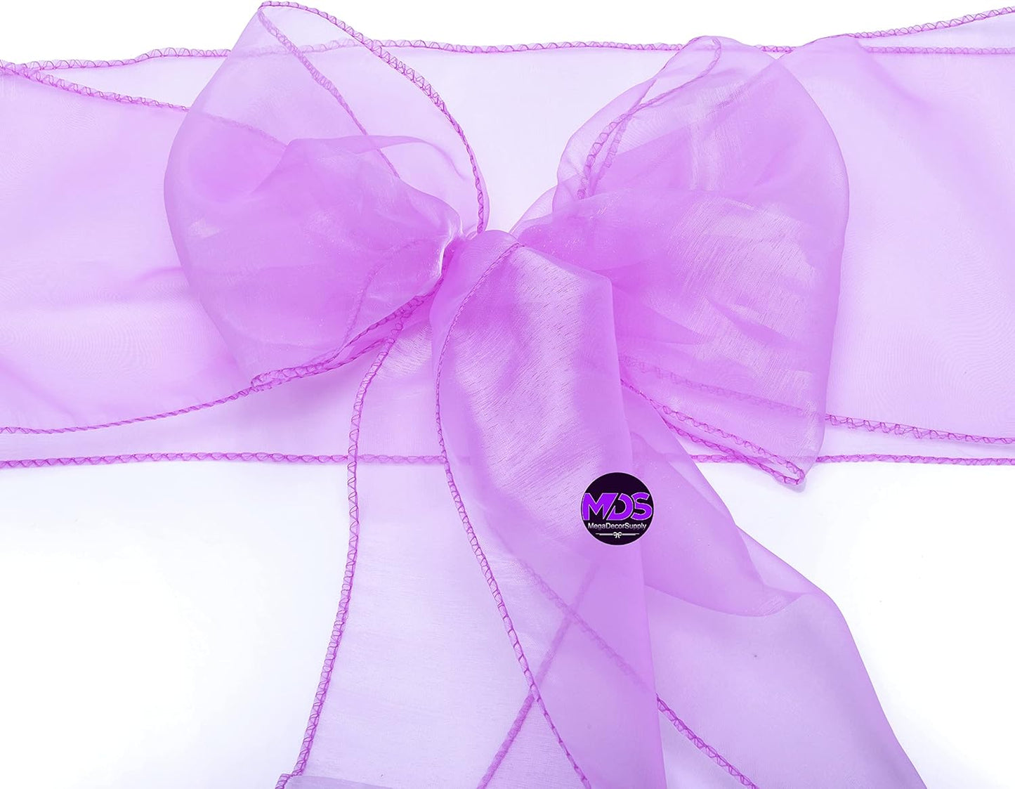 MDS Pack of 125 PCS Organza Chair Sashes Wider Dining Chair Bows Ribbon Tie Back for Wedding Party Birthday Bridal Shower Reception Event Banquet Home Chair Cover Decoration - Light Purple