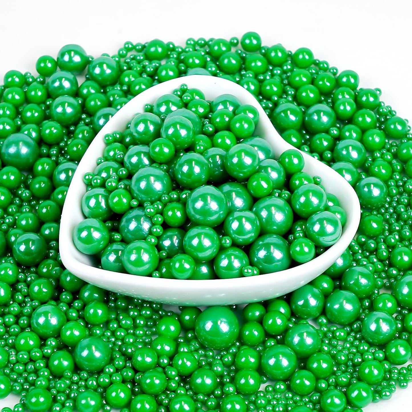 Christmas Edible Green Pearl Sprinkles, Edible Sugar Pearls for Cake Decorating, Cake Decorations, Cupcake Toppers, 180g/6.35oz, Mix Size, Wedding Party Halloween Christmas Supplies