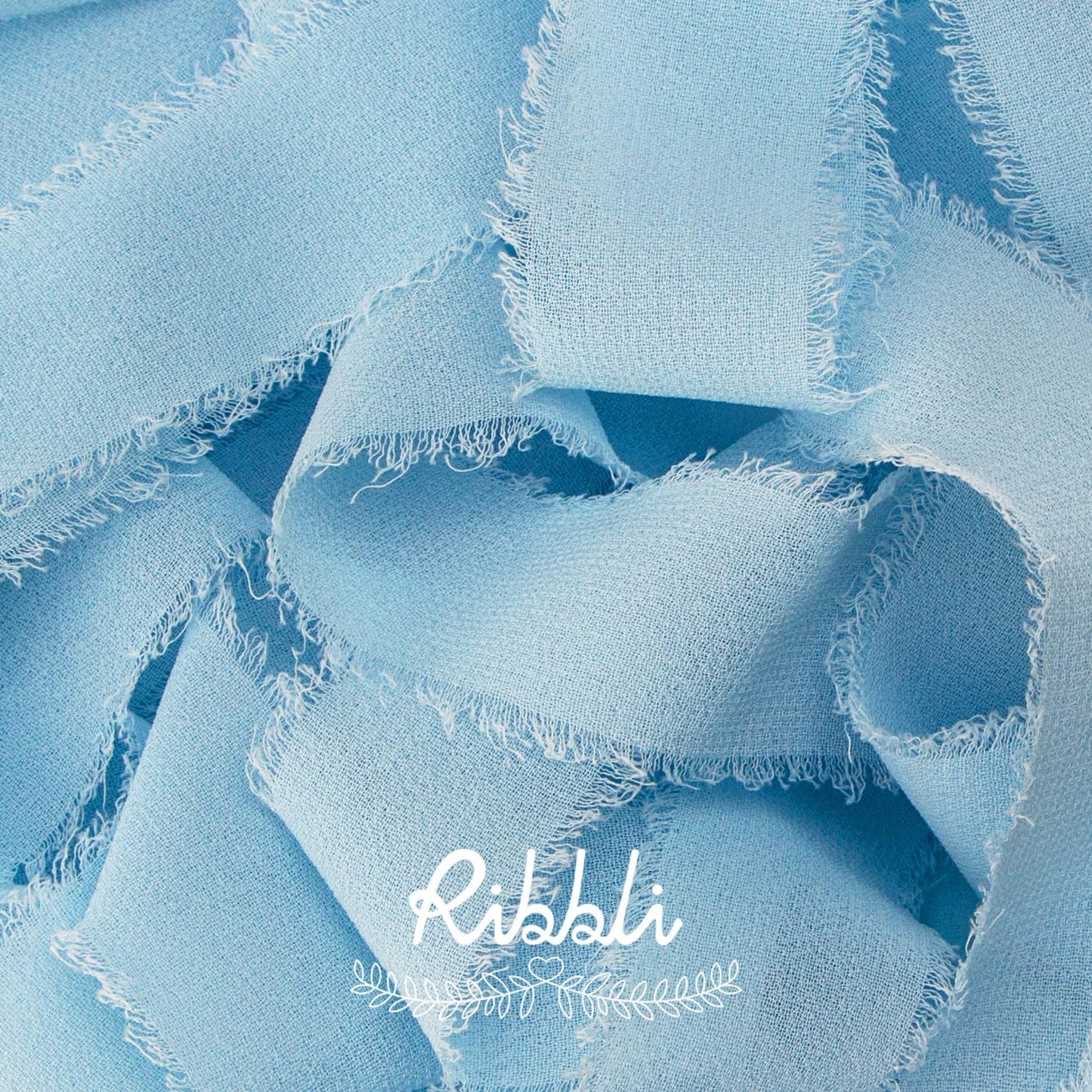 Ribbli Baby Blue Ribbon 1 Inch x 3 Rolls Total 24 Yards Light Blue Handmade Fringe Chiffon Silk Ribbon for Wrapping Wedding Invitations Bridal Bouquets DIY Crafts Home Decor