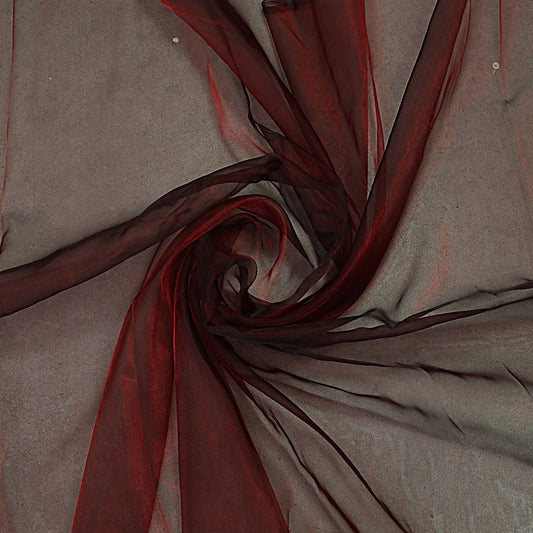 VDS Burgundy Organza Fabric, 30 Yards Continuous, 45” Wide, Wedding Party Decoration Iridescent Crystal Sheer Shiny Organza Tulle Bridal Dress DIY Crafts Costume Sewing Backdrop Arch Cloth