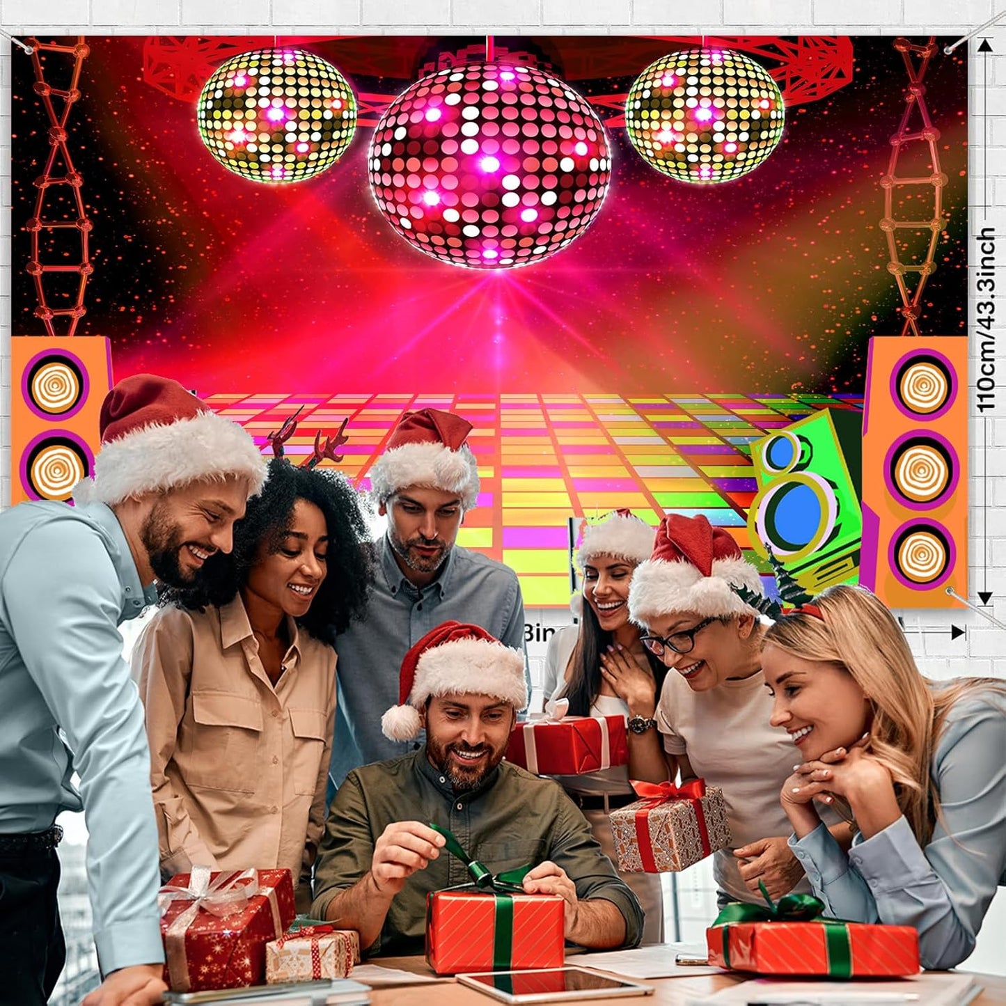 20X10ft Dance Party Backdrop Retro 70s 80s 90s Theme Glitter Stage Dance Ball Background Disco Party Decoration DJ Backdrop Banner for Birthday Party Prom Portrait Photo Shoot Polyester, Red