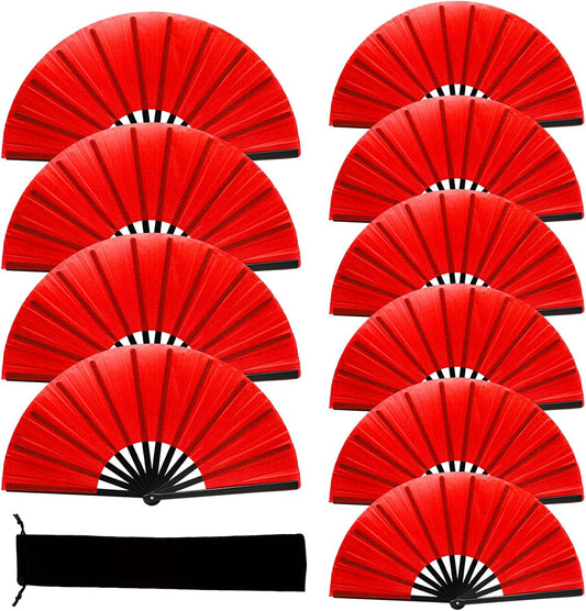 13inch Large Rave Fan Popping Clacking Fans for Line Dancing,Hand Fans for Women Foldable,Boots on The Ground Fan,Portable for Outdoor,Wedding,Party,Decoration (10pcs red)