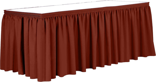Ultimate Textile Pleat Polyester Fabric Table Skirt - Machine Washable Flame Resistant with Clips for Events, Weddings & Trade Shows, Cut & Sewn in Paterson, NJ - Burnt Orange, 14' Shirred Pleat