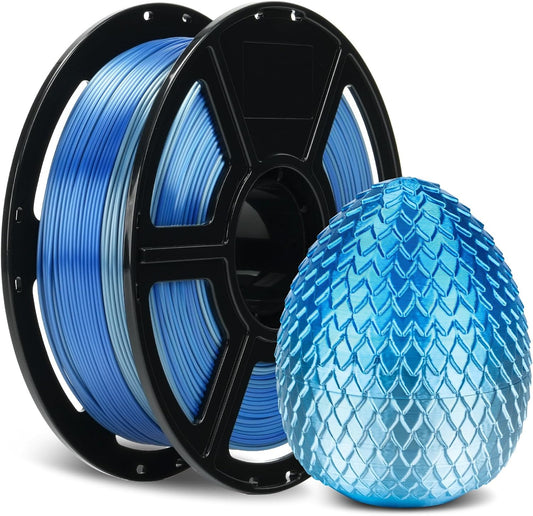 FLASHFORGE Silk Dual Color Filament, Blue to Silver Gradient, Smooth Color-Changing 3D Printer Filament 1kg (2.2lbs) Spool, 3D Printing Filament Easy to Use and Fits for Most FDM 3D Printers