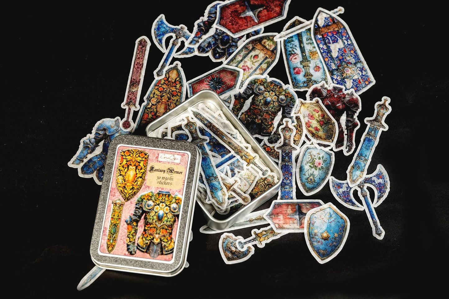 Fantasy Armor Sticker Tin 30 Stickers