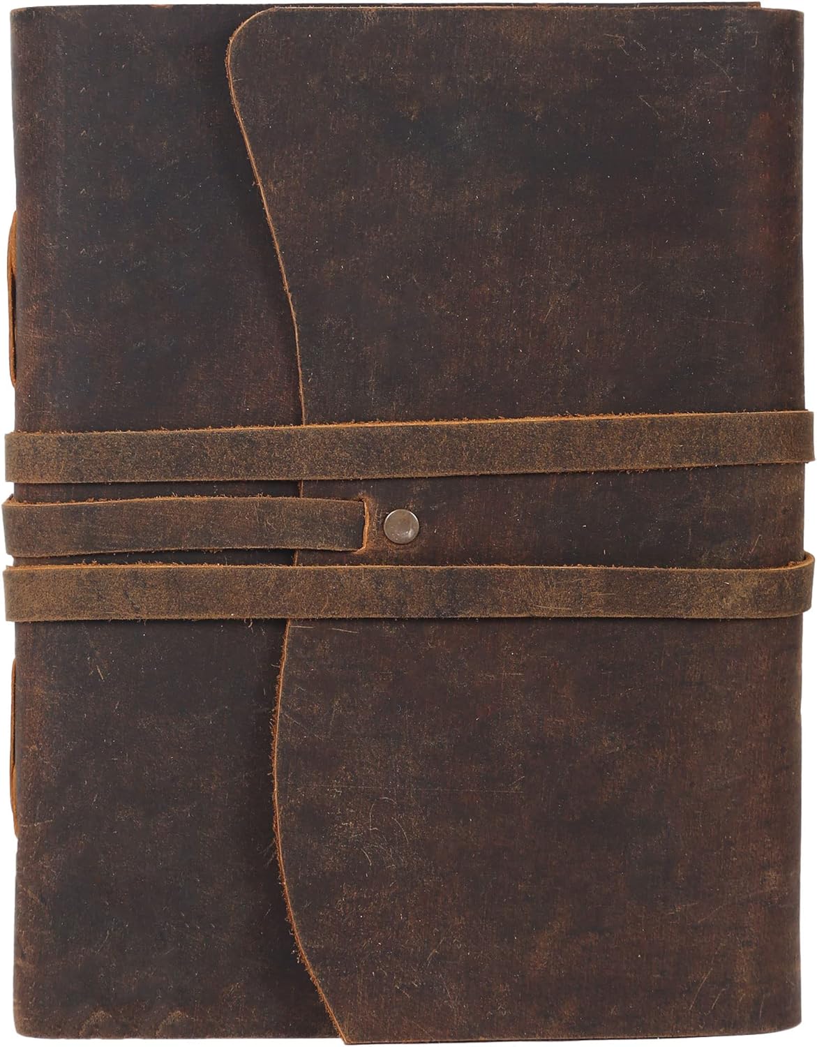 Leather Journal Notebook, Genuine Leather Journal for Men & Women Handmade Writing Travel Notebook, 240 Unlined Pages Vintage Notepad Gift: Rustic Brown (7"x5")