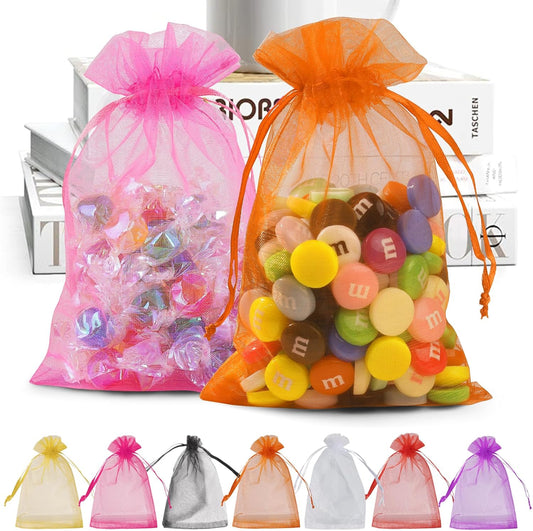 ANZNKU 100 Pack Assorted Colors Organza Bags 4 x 6 inch, Mesh Bags Drawstring, Small Gift Bag Jewelry Bag for Wedding Party Favor