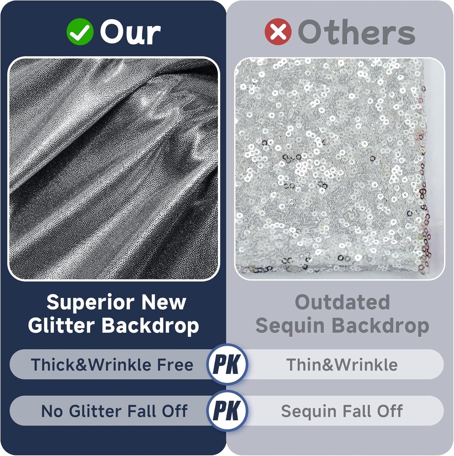 10ftx10ft Black Silver Glitter Sequin Backdrop Curtain for Parties, Wrinkle Free Sparking Backdrop Drapes, 2 Panels 5x10ft Shimmer Photo Back Drop Cloth for Wedding Birthday Photography