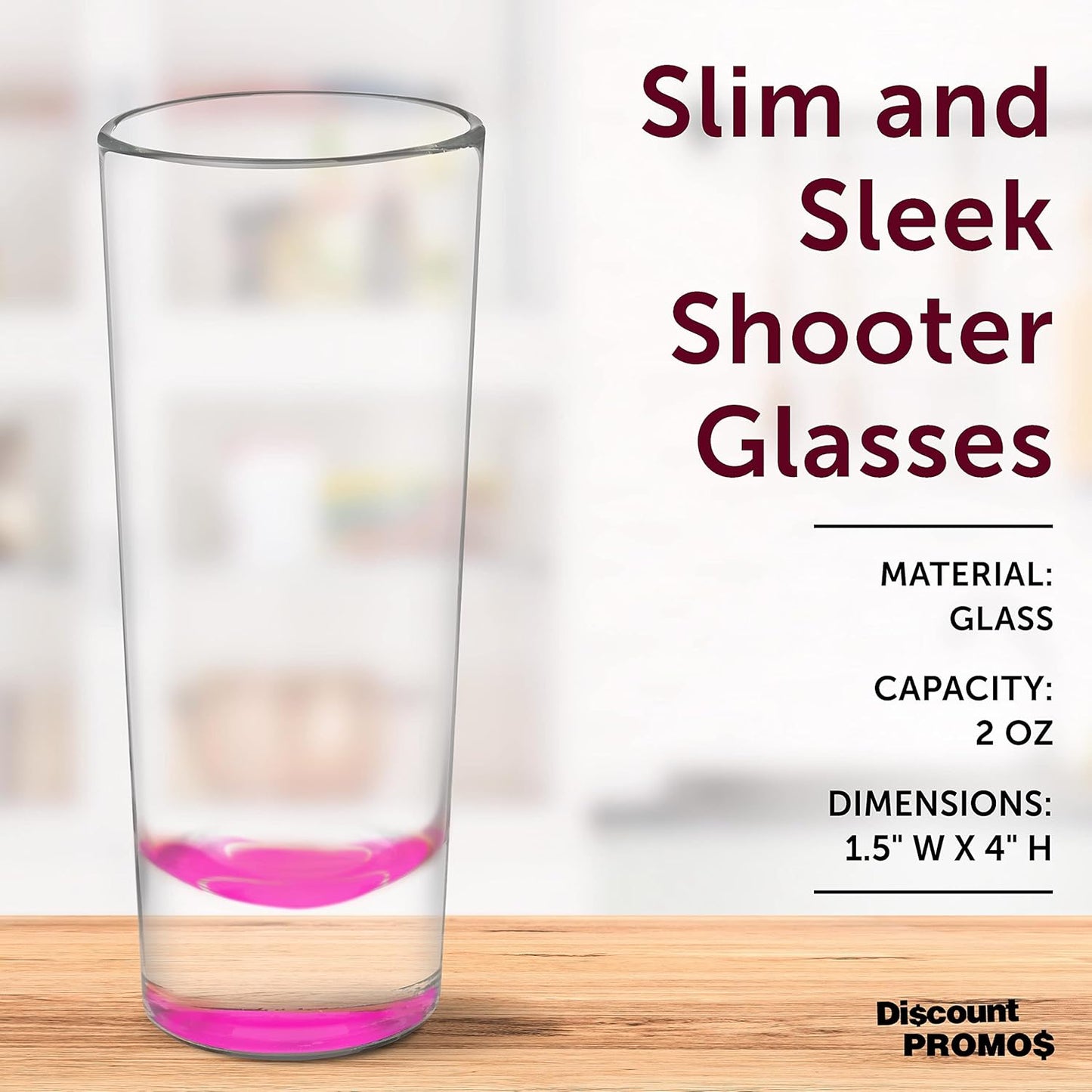 DISCOUNT PROMOS Cordial Shooter Shot Glasses 2 oz. Set of 10, Bulk Pack - Great for Birthdays, Parties, Indoor & Outdoor Events - Pink