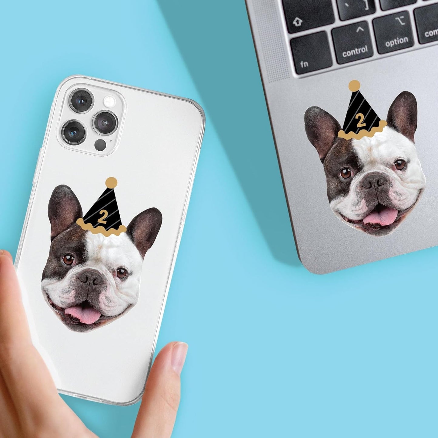 Big Dot of Happiness Custom Photo Adult Happy Birthday - Black & Gold Personalized Birthday Party Favors - Fun Face Cut-Out Stickers - Set of 24