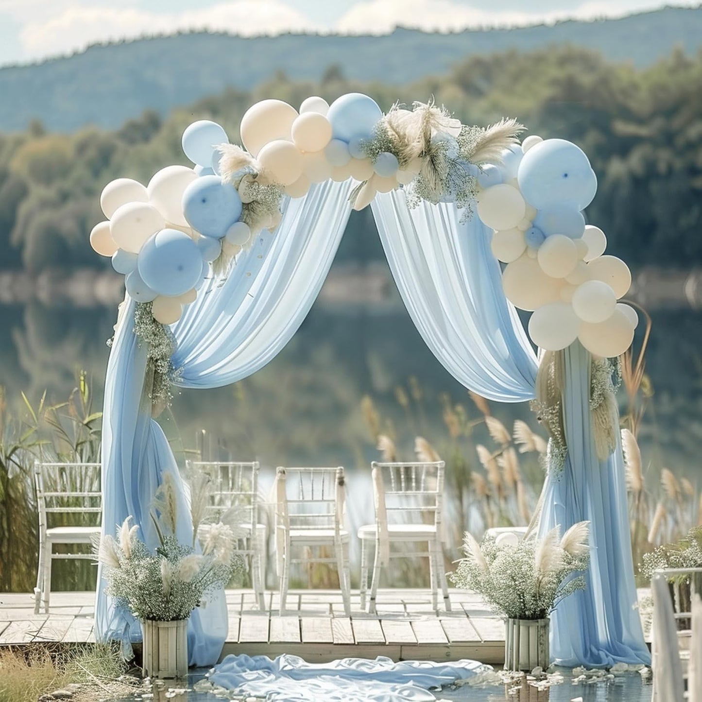 Wokceer Wedding Arch Draping Fabric 28.7" x 20FT Baby Blue Sheer Drapes Backdrop Arch Draping Fabric for Wedding Ceremony Birthday Party Bridal Shower Decoration