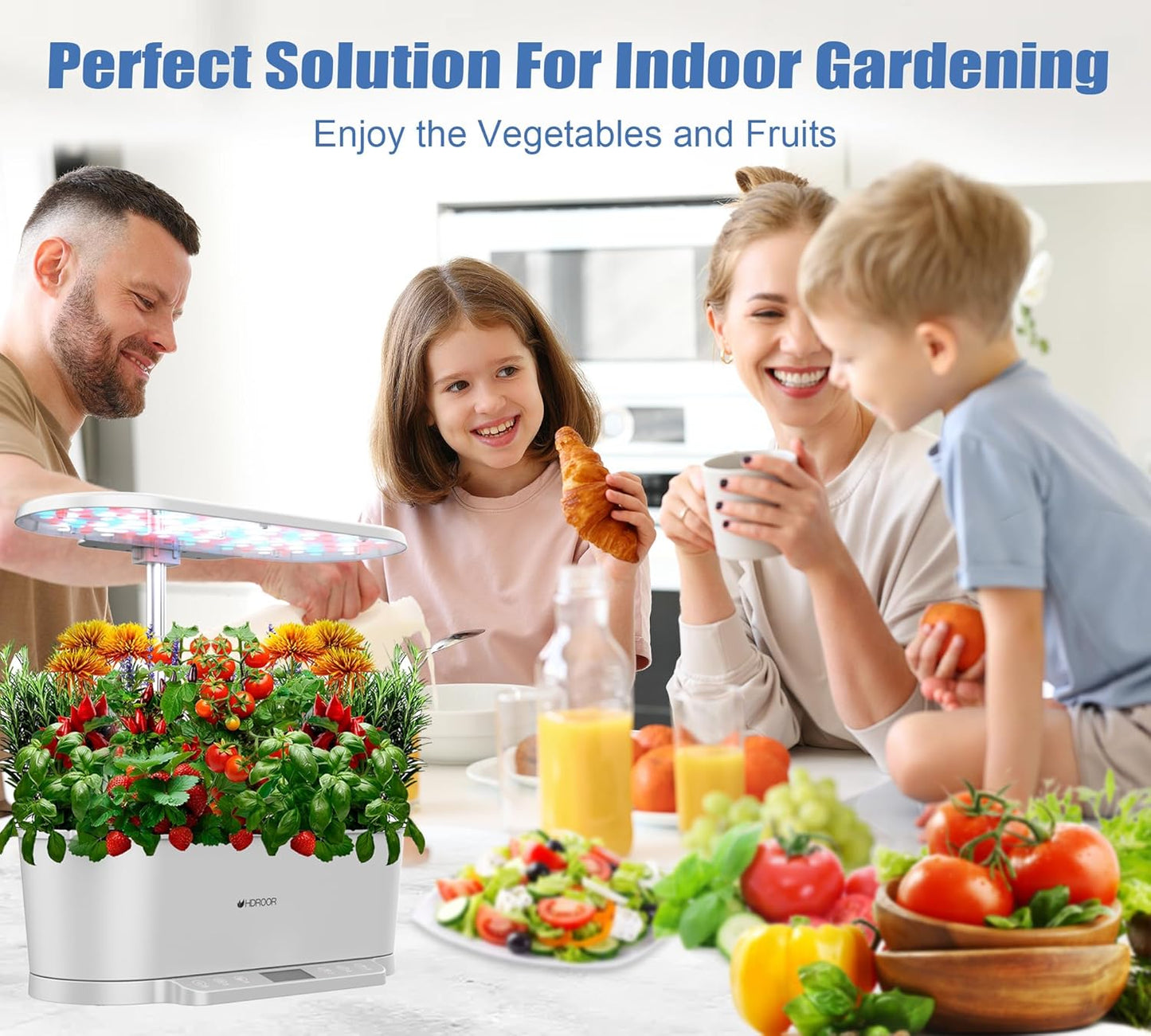 Hydroponics Growing System Kit APP Controlled, Indoor Herb Garden Hydroponic 15 Pods 36W Grow Light, Smart Indoor Garden, Height Adjustable to 30", Water Shortage Alarm, Quiet Pump, Auto Timer, White