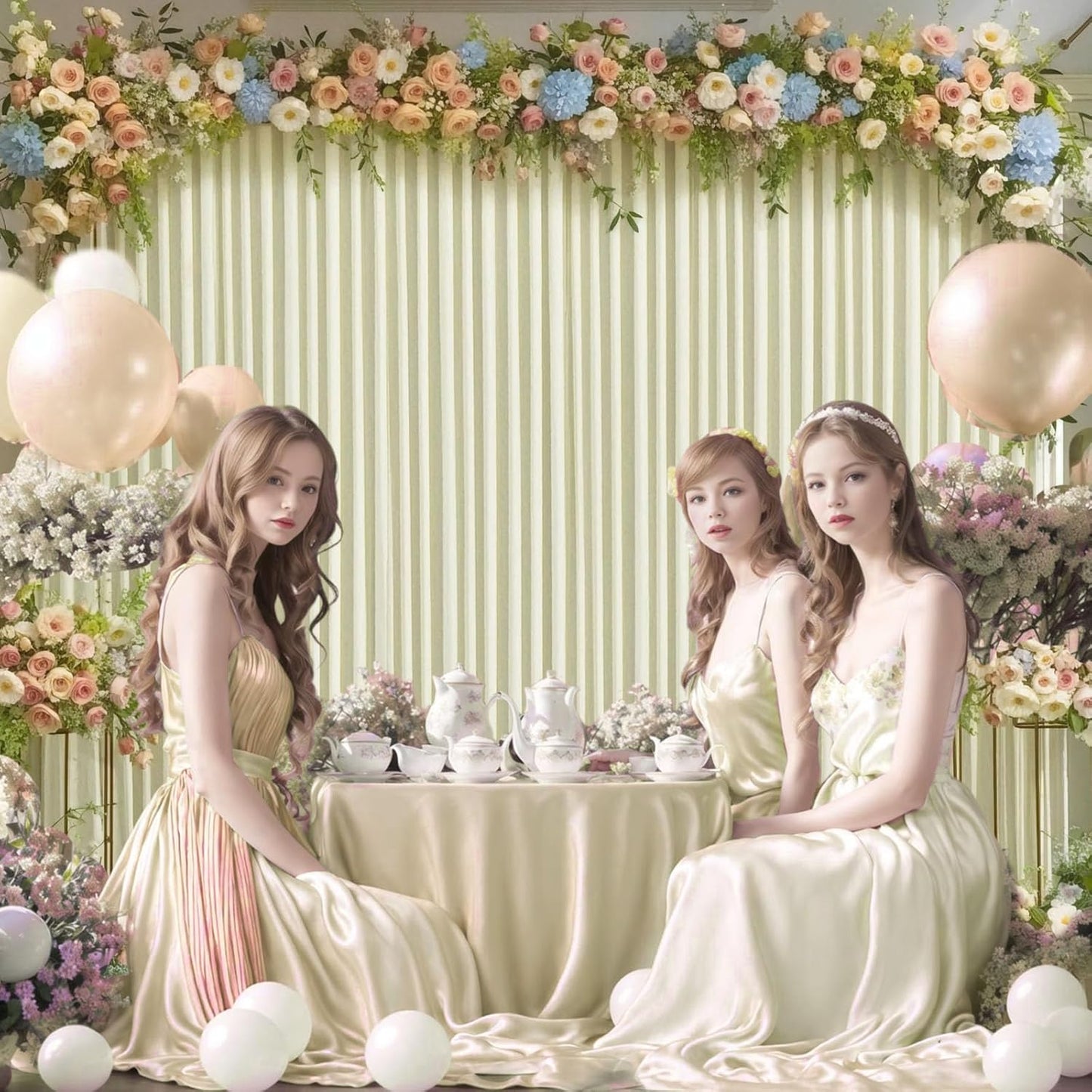 10 x 7 Feet Ivory Backdrop Curtain for Partie, Background Curtains for Photoshoot, Birthday, Wedding, Halloween, Thanksgiving, Christmas, New Year Party Decorations 5Ft x 7Ft, 2 Panels