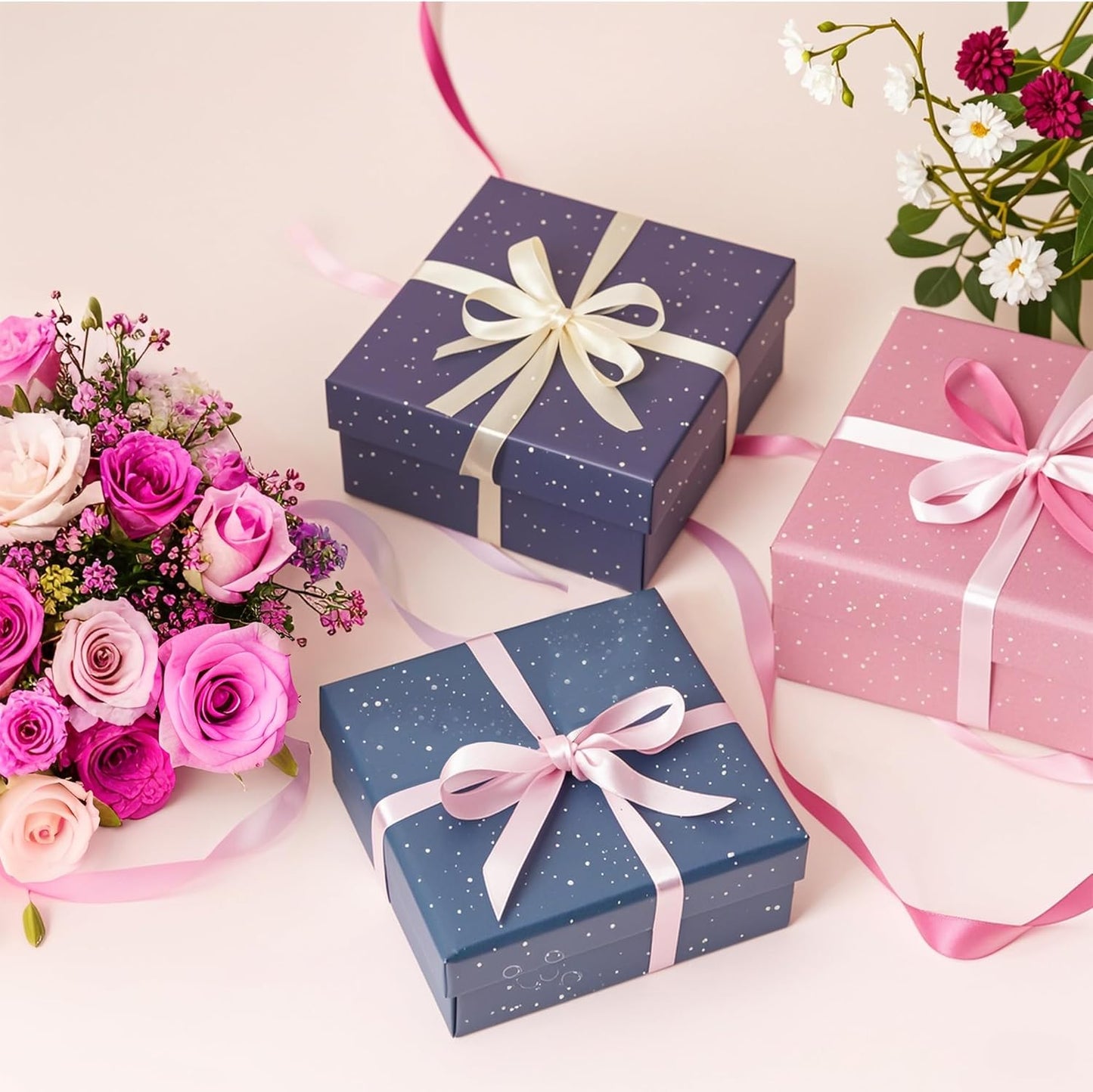 3/8" 6 Colors X 25 Yards Pink/Hot Pink Satin Ribbon,150 Yards Assorted Colors Satin Ribbons for Flower Bouquet,Ribbons for Gift Wrapping Happy Birthday Party Decorations