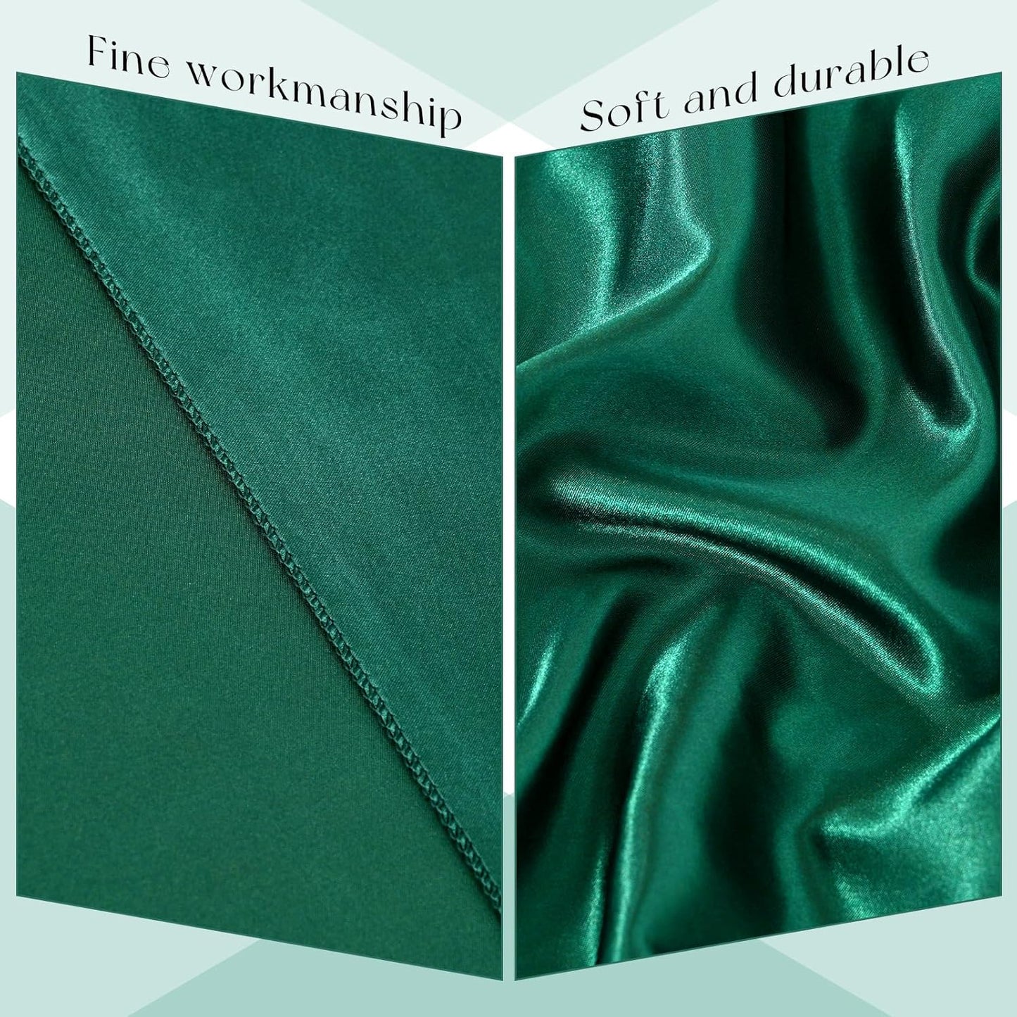 10 Packs Satin Tablecloth 57 x 108 Inch Dark Green Rectangular Table Cloth Silk Tablecloth Smooth Fabric Overlay Satin Table Cover Decoration for Wedding Party Banquet Events