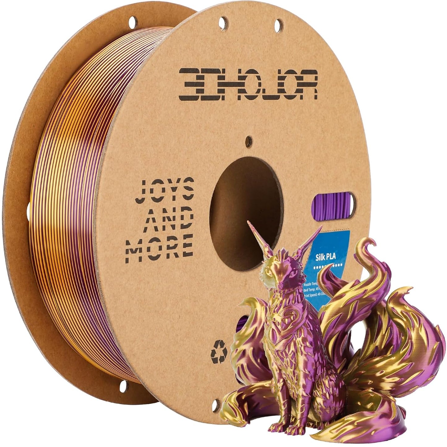 Silk PLA Filament 1.75mm Purple Gold Dual Color PLA 3D Printer Filament 2 in 1 Coextrusion 1KG Spool(2.2lbs) 3D Printing Filament Dimensional Accuracy +/- 0.03mm Fits for Most FDM 3D Printers