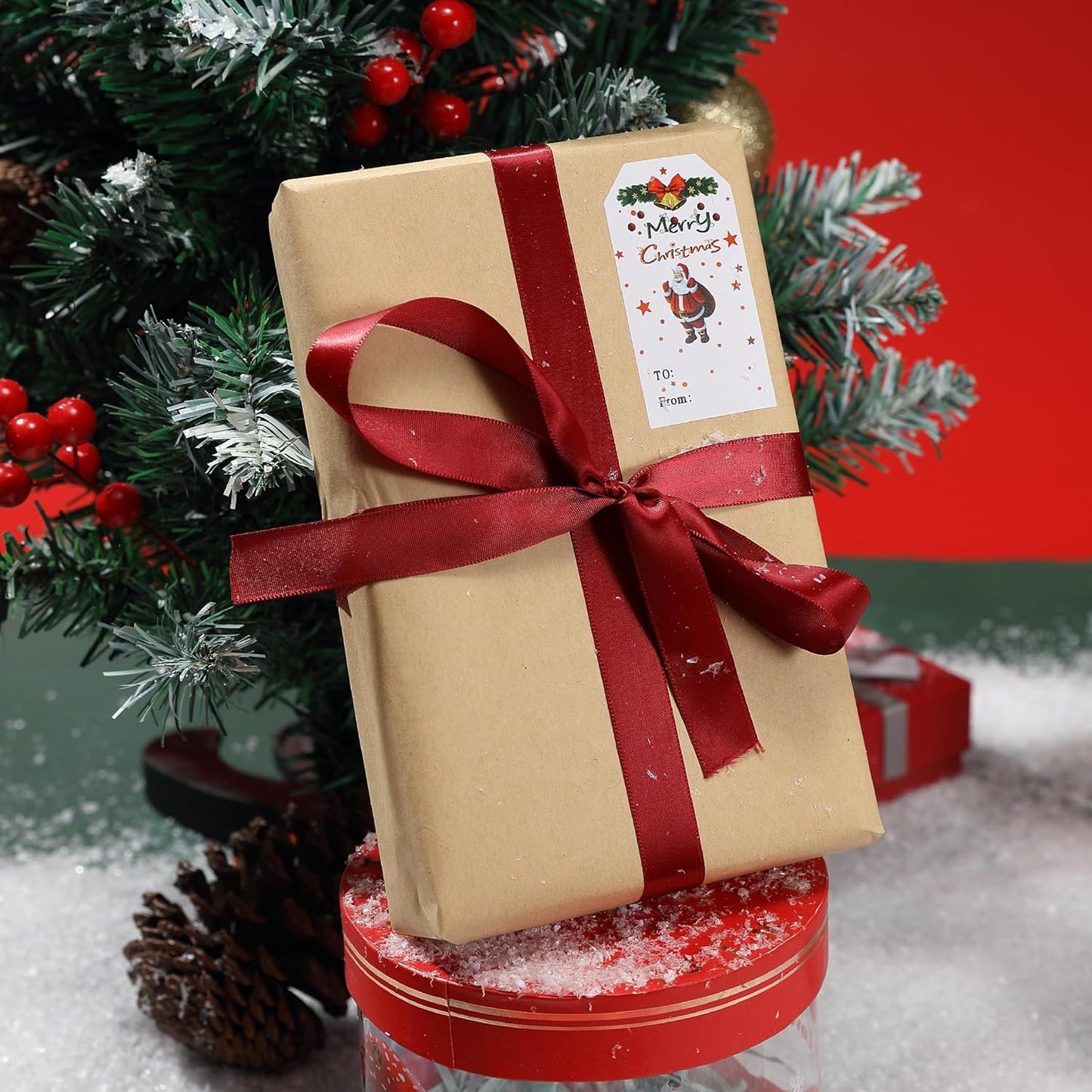 300 Pieces Christmas Gift Tags Sticker Name Tags for Christmas Presents Gift Labels (Inches, 3 x 1.6)