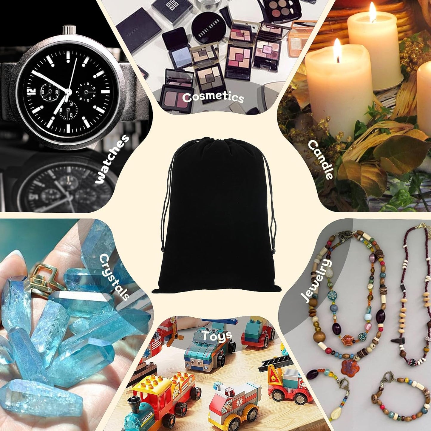 Velvet Drawstring Jewelry Bag, 50Pcs Black Dice Bag, 7x10 Tarot Card Holder, Or Wrapping Halloween Party Favors, Small Bussiness, Toys, Board Game