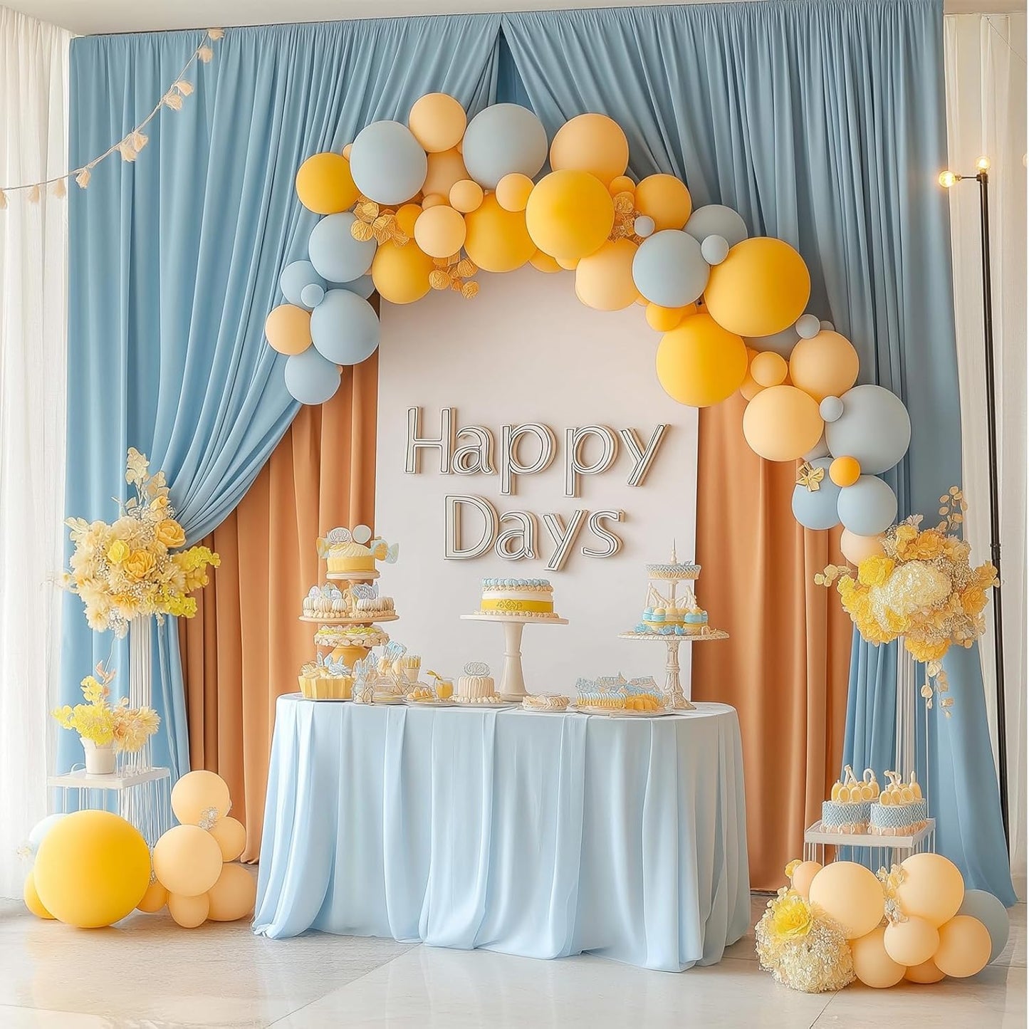 Metal Arch Backdrop Stand and Cover Set, 8FT, 6.6FT Party Backdrop, Easy to Assemble, Backdrop Stand for Parties, Birthday, Baby Shower