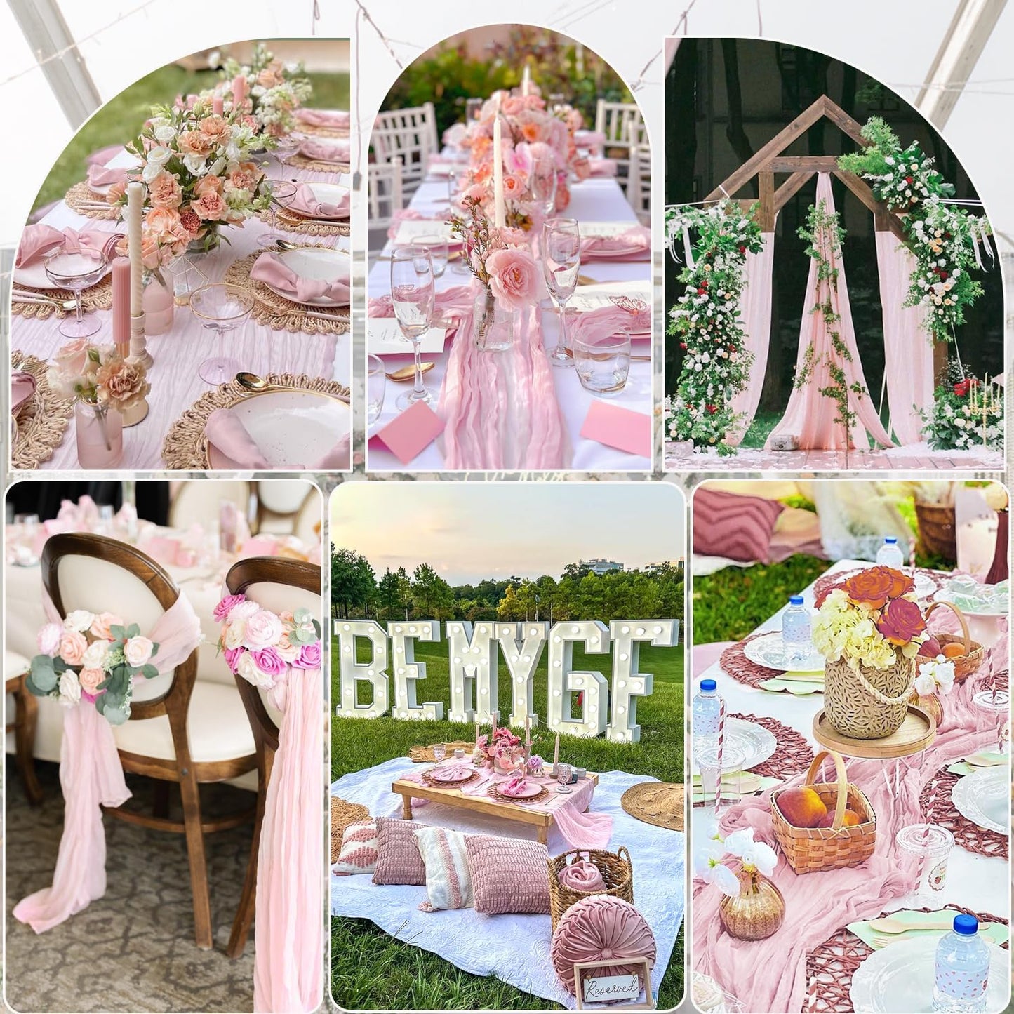 3 Pack Light Pink Cheesecloth Table Runner Gauze Table Runner Rustic Sheer Cheese Cloth 10Ft for Wedding Baby Shower Bridal Shower Sheer Boho Fall Thanksgiving Home Decor