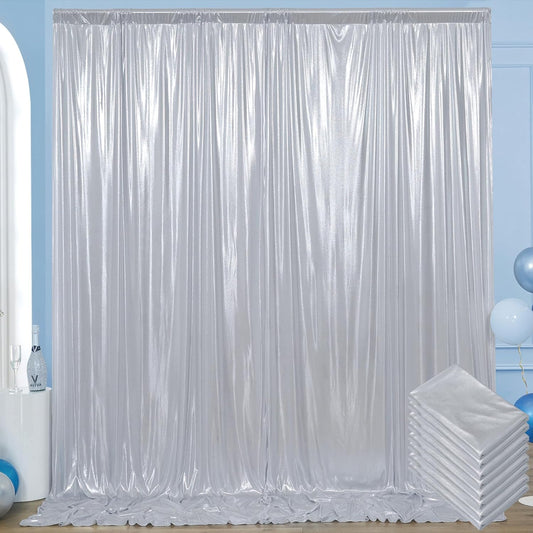 40x10 ft Wrinkle Free Silver Sequin Backdrop Curtain for Parties,Thick Not Fall Glitter Wedding Drapes Backdrop,4 Panels 5x10ft Shimmer Photo Wall Back Drop Cloth for Birthday Photography Background